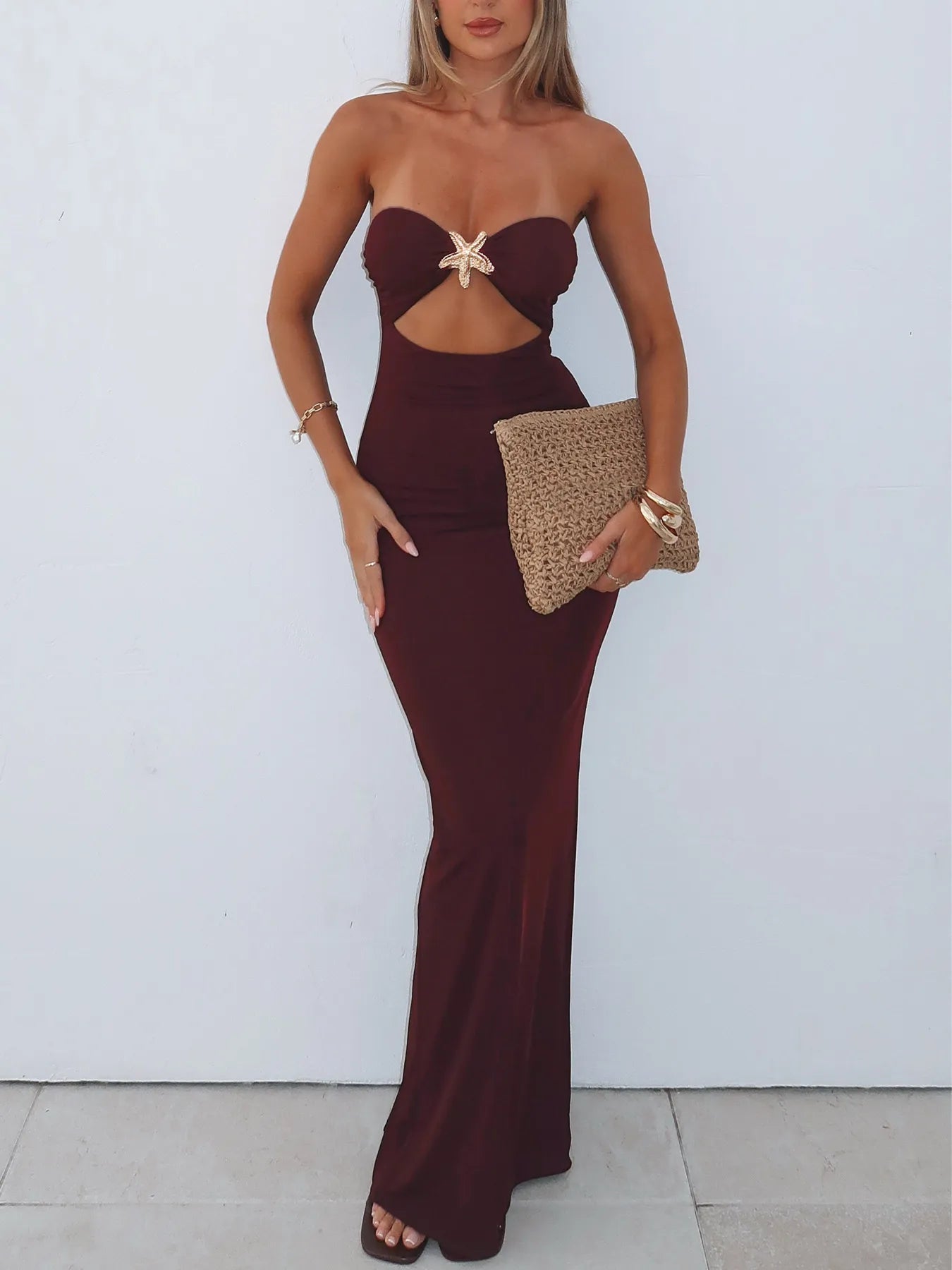 Cutout Sweetheart Neck Tube Maxi Dress