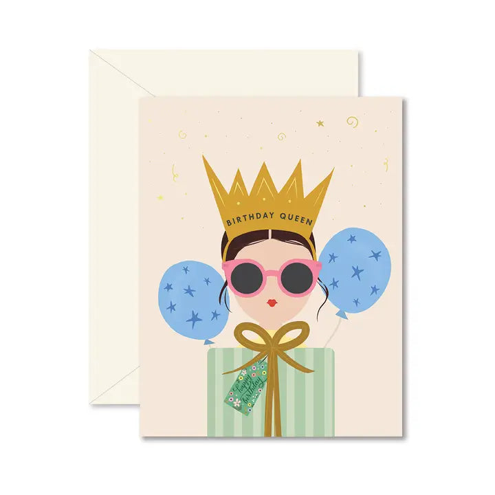 Birthday Queen Brunette Greeting Card