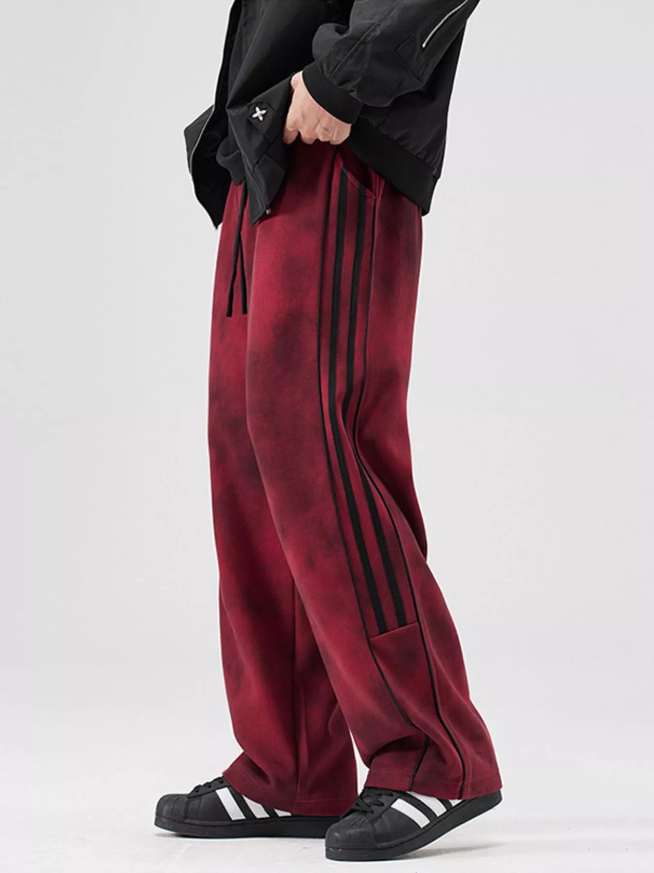 Men's Plus Size Drawstring Striped Loose Fit Pants