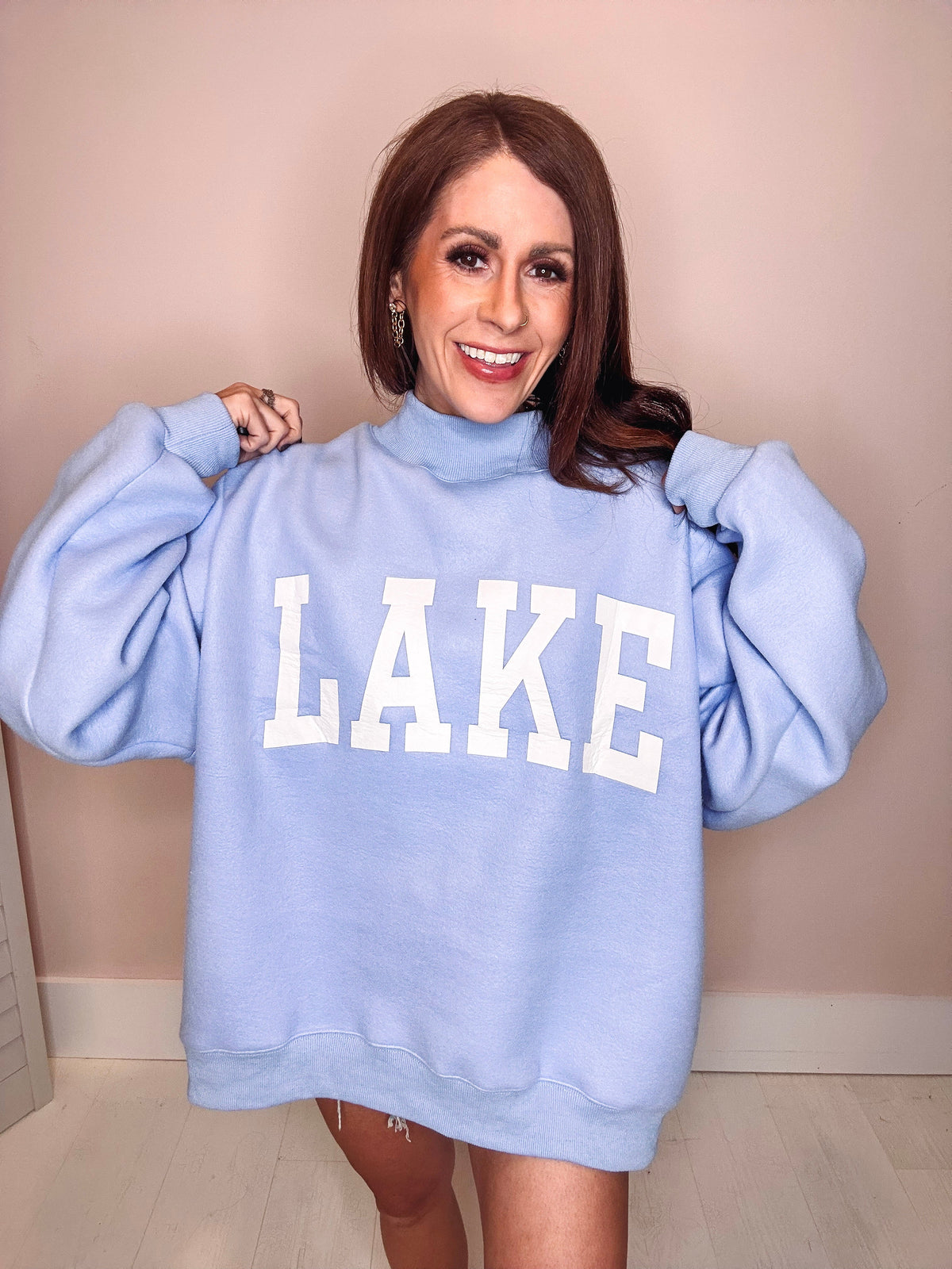 Eccentrics Boutique Sweater "Beach"/"Lake" Reversible Mock Neck Sweatshirt