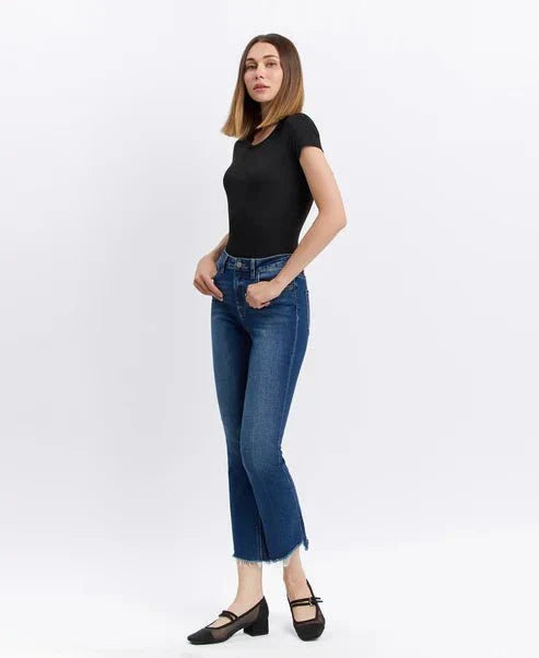 Eccentrics Boutique Denim Bella High Rise Raw Hem Kick Flare