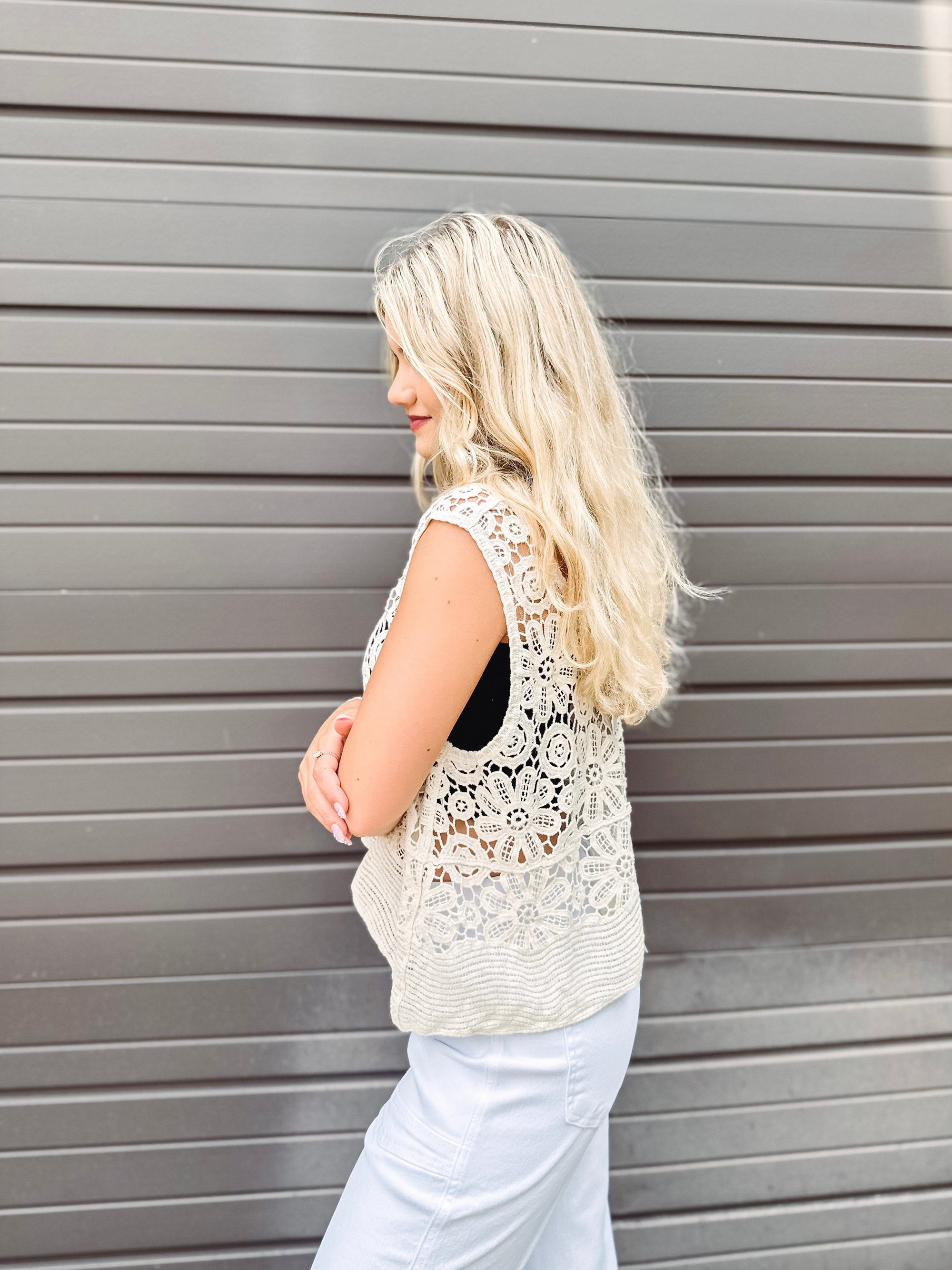 Eccentrics Boutique Tank Dahlia Crocheted Swing Tank One size / Off White