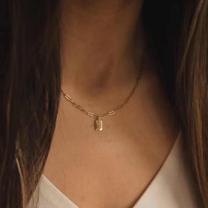 Eccentrics Boutique Jewelry Dear Heart- Do Not Worry Mini Tag Necklace Gold