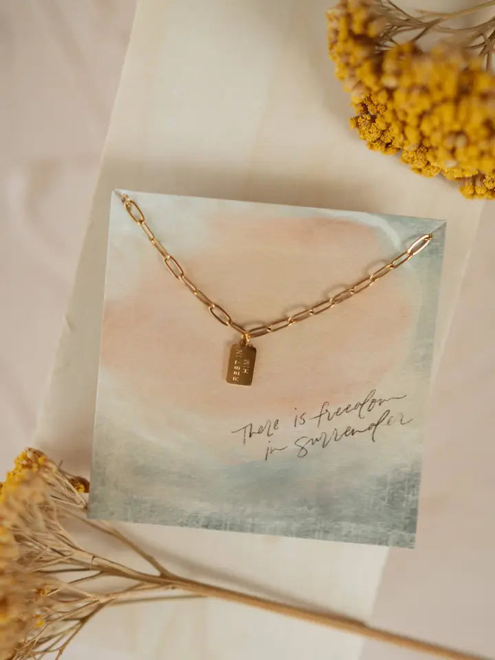 Eccentrics Boutique Jewelry Dear Heart - Rest In Him Mini Tag necklace Gold