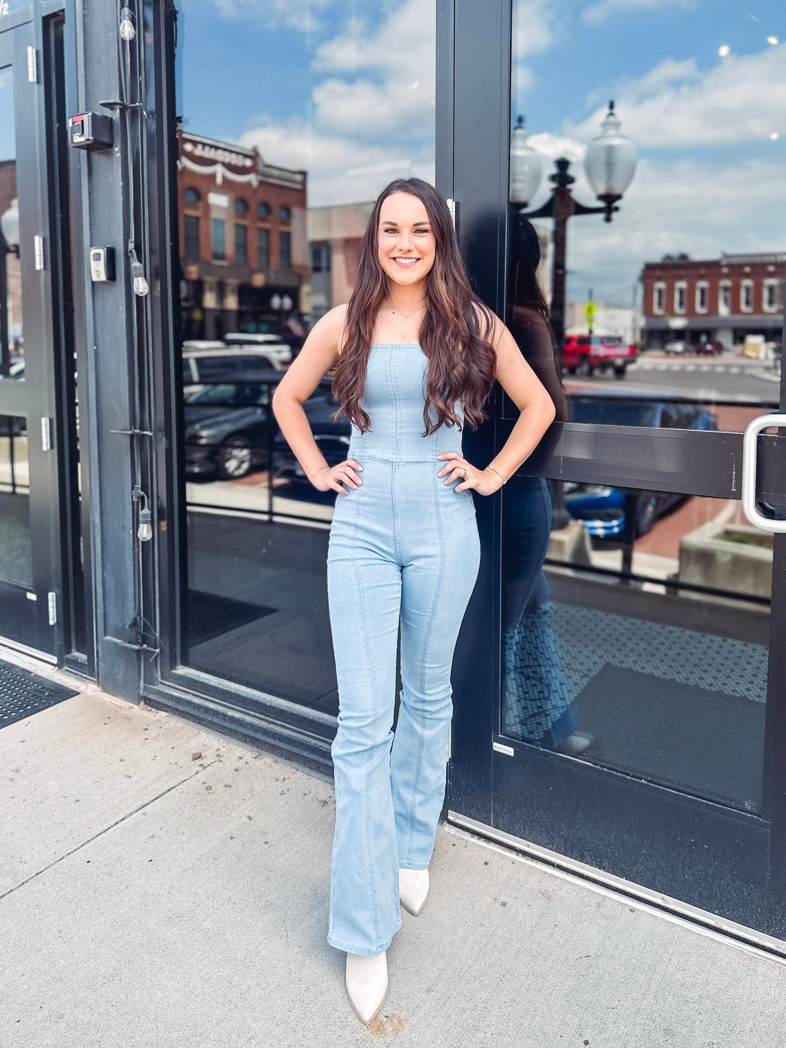 Eccentrics Boutique Jumpsuit Honky Tonk Strapless Denim Jumpsuit