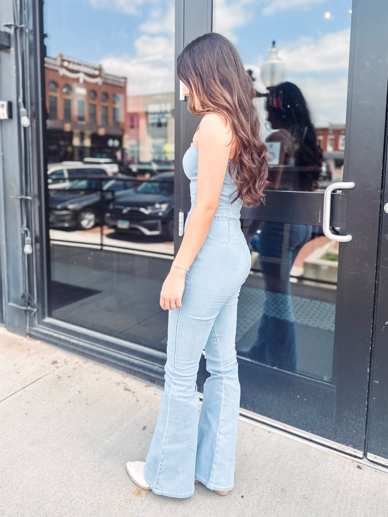 Eccentrics Boutique Jumpsuit Honky Tonk Strapless Denim Jumpsuit