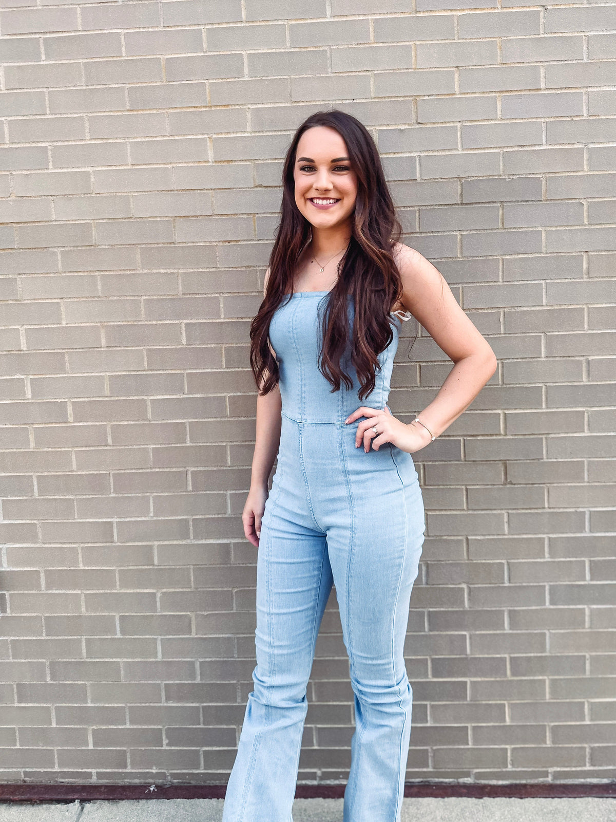 Eccentrics Boutique Jumpsuit Honky Tonk Strapless Denim Jumpsuit