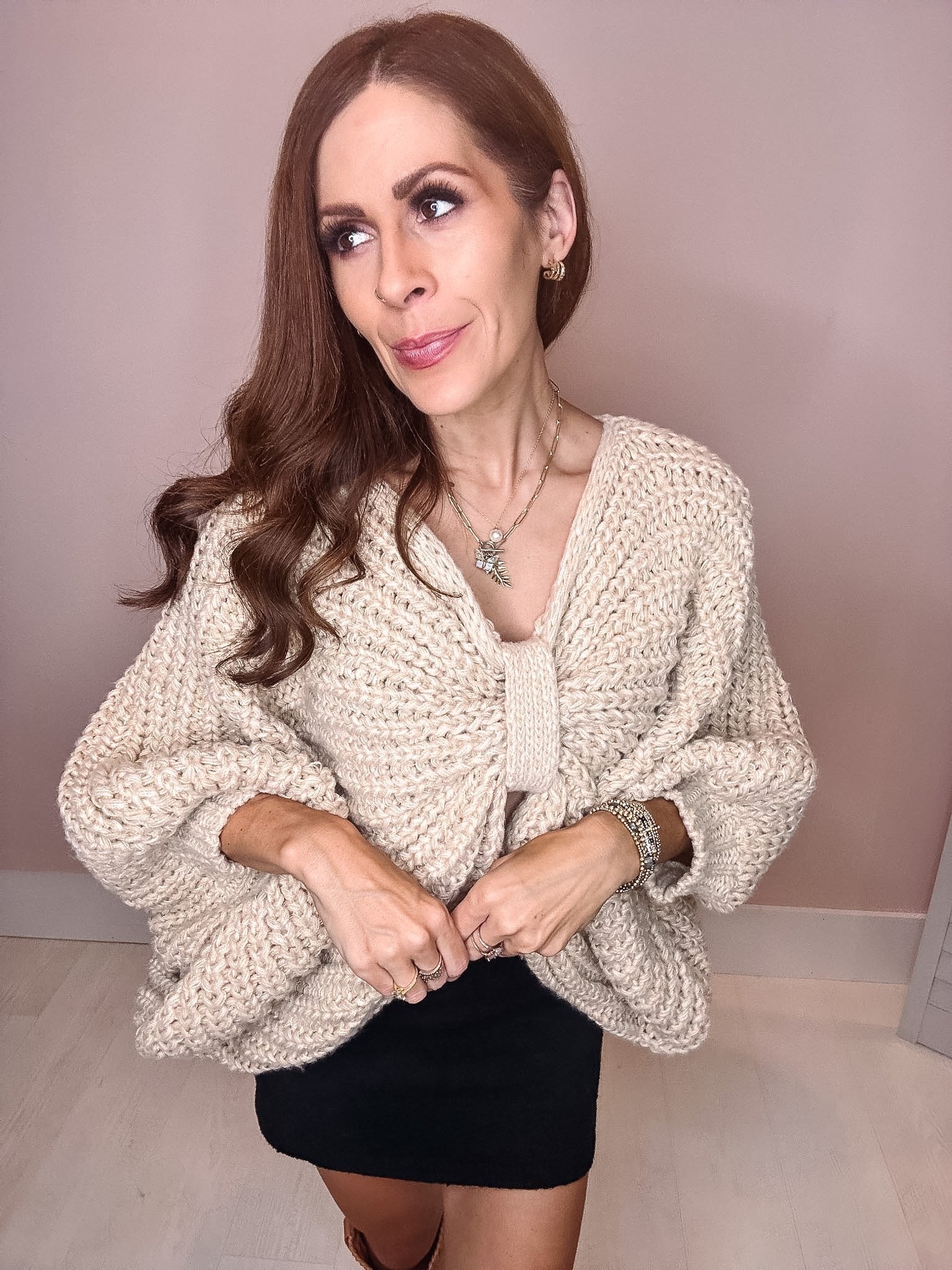 Knot Detail Chunky Knit Sweater