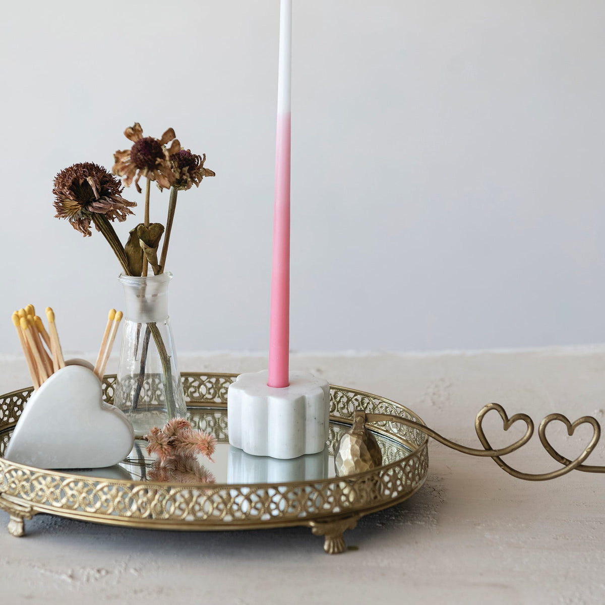 Eccentrics Boutique Gift Marble Scalloped Taper Candle Holder Taper