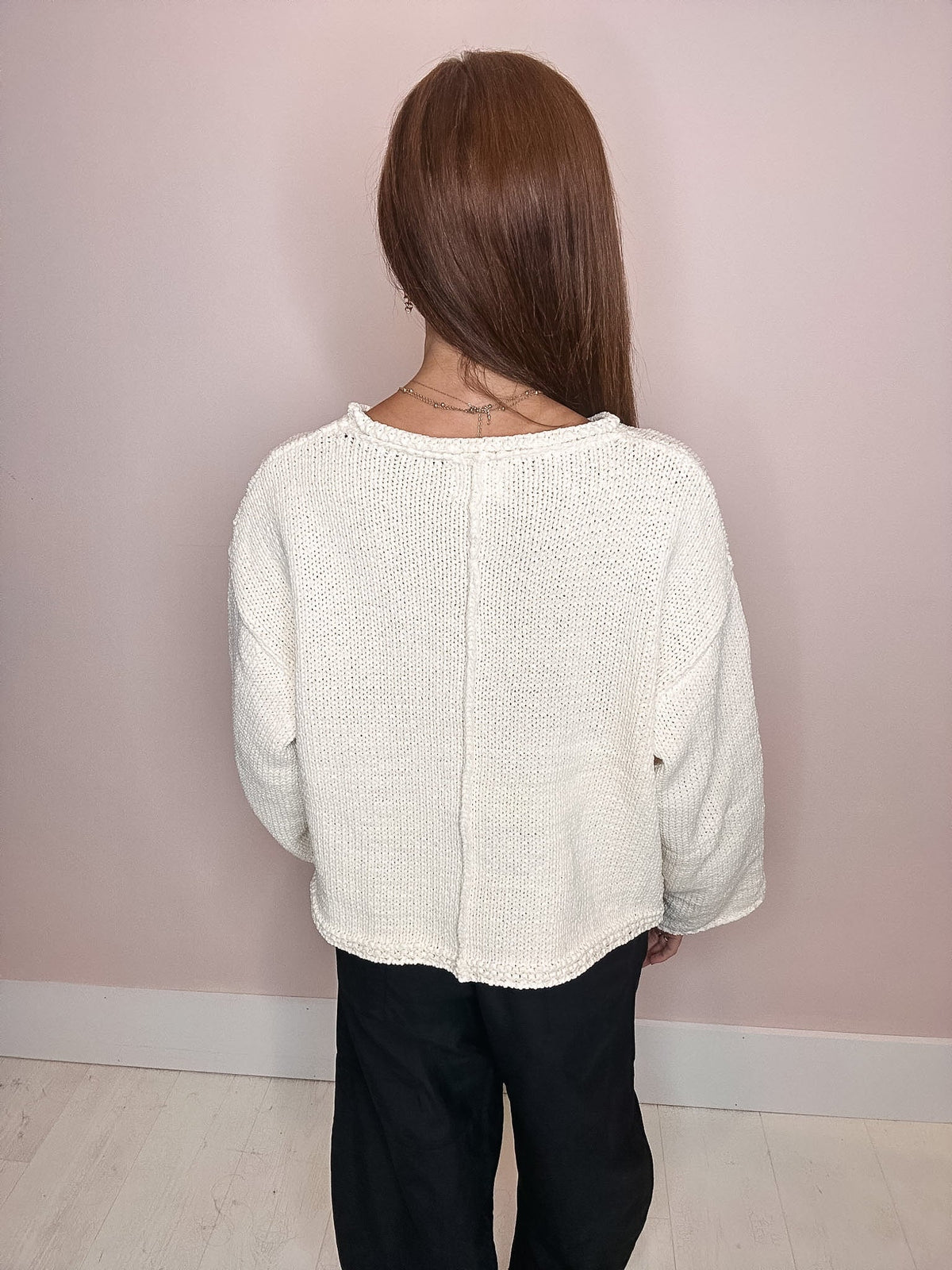 Eccentrics Boutique Sweater Mocha Glaze Chenille Chunky Sweater-- Cream
