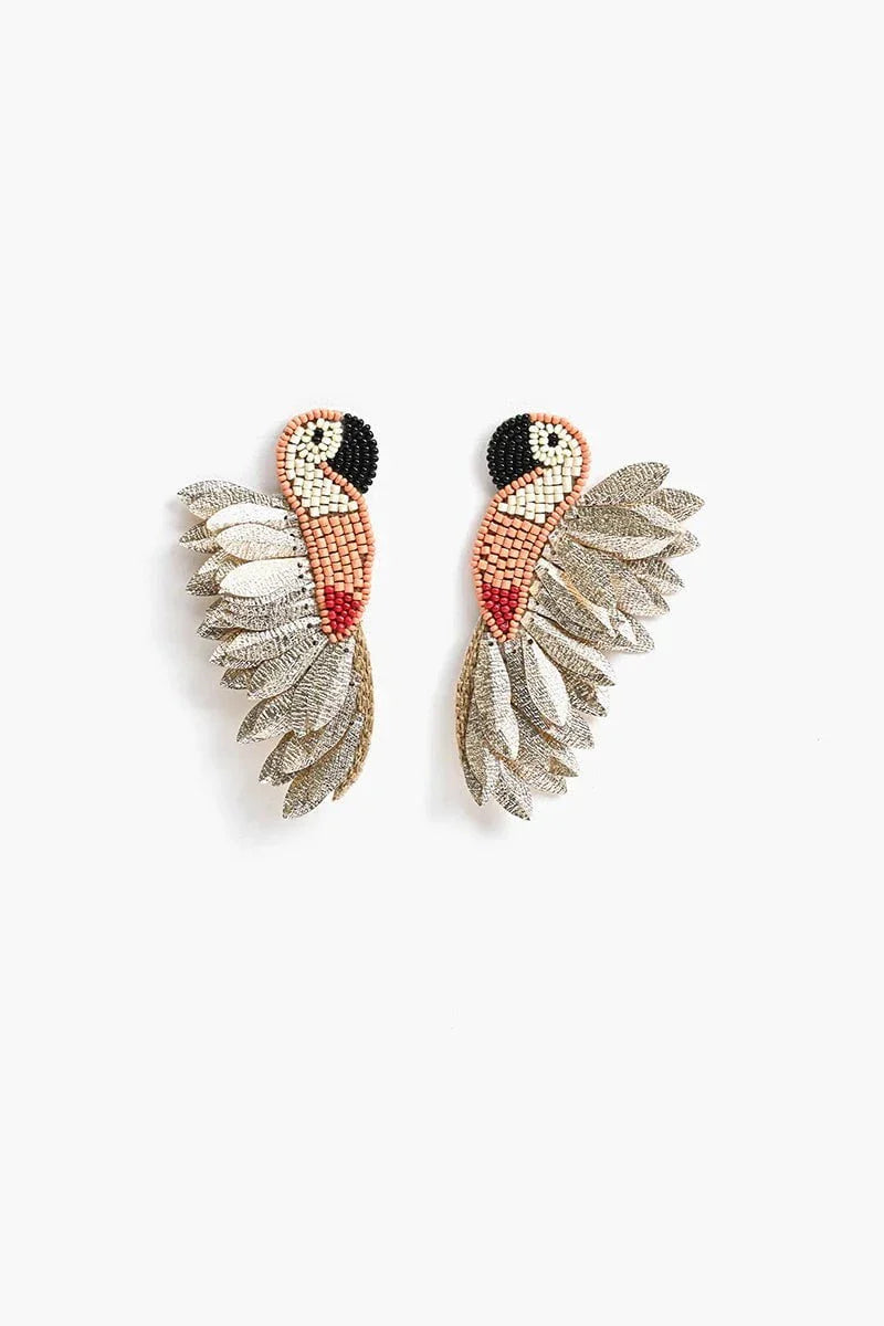Eccentrics Boutique Jewelry Peachy Parrot Statement Earrings