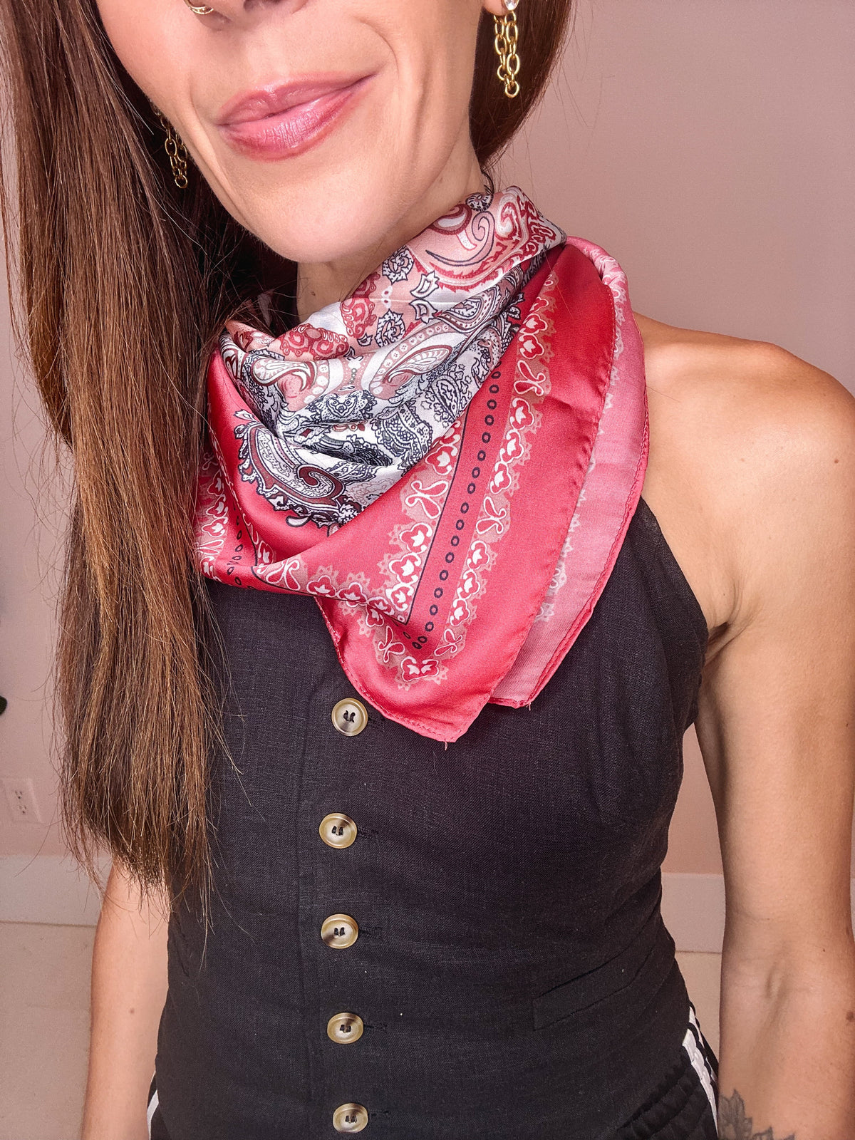 Eccentrics Boutique Accessory Red Paisley Bandana Scarf Red