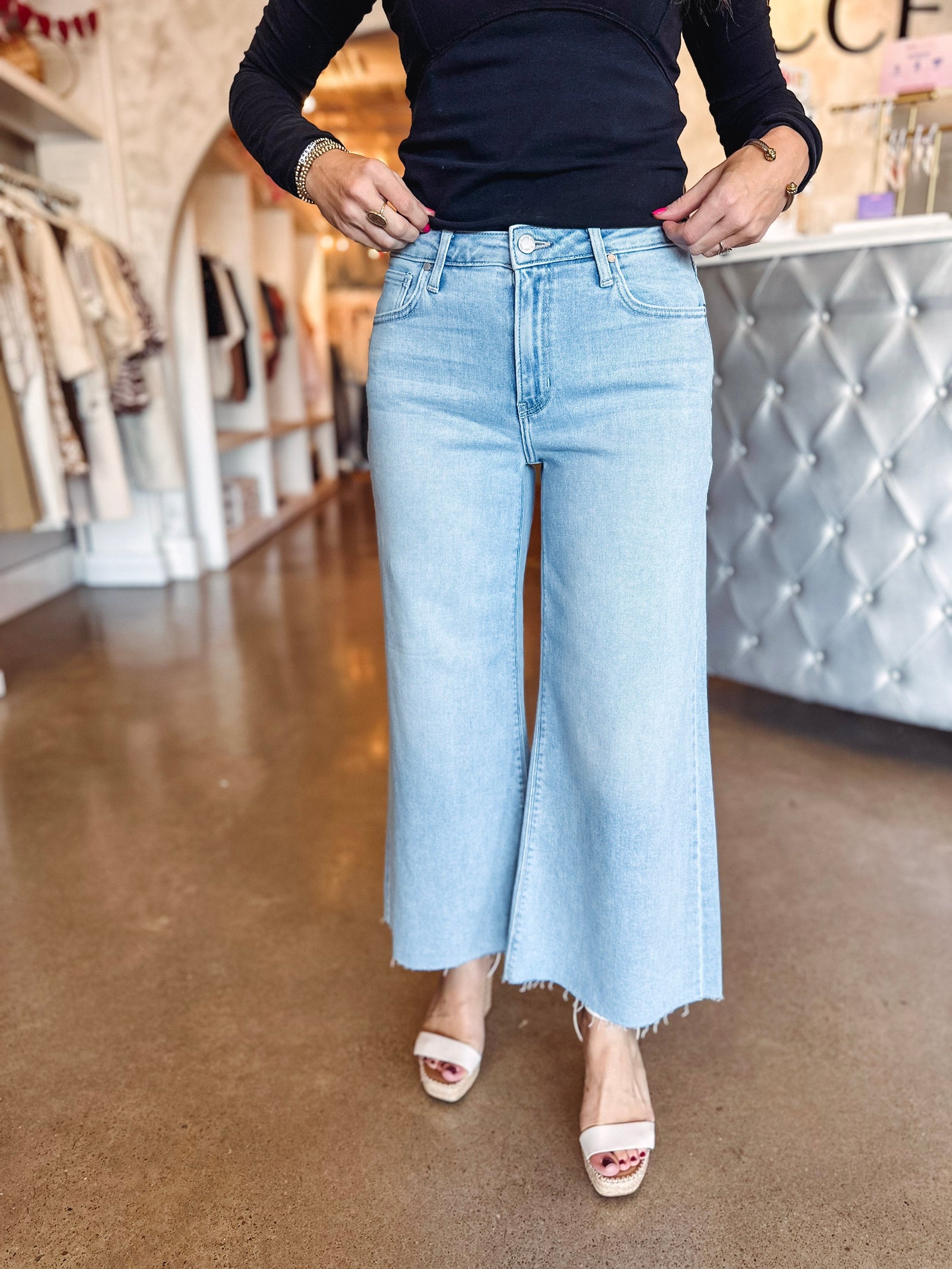 Eccentrics Boutique Denim The Wide Leg Flare Crop Denim