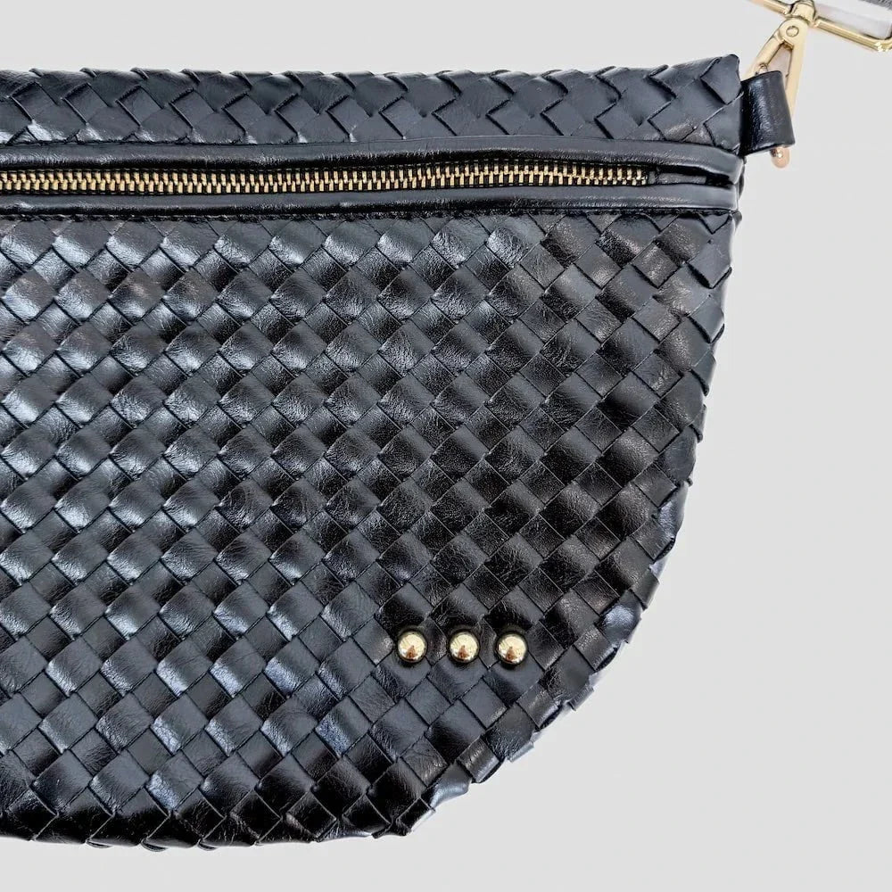 Eccentrics Boutique Handbag Westlyn Woven Bum Bag-- Black