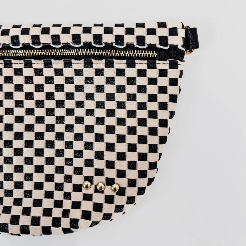 Eccentrics Boutique Handbag Westlyn Woven Bum Bag- Black Checkerboard