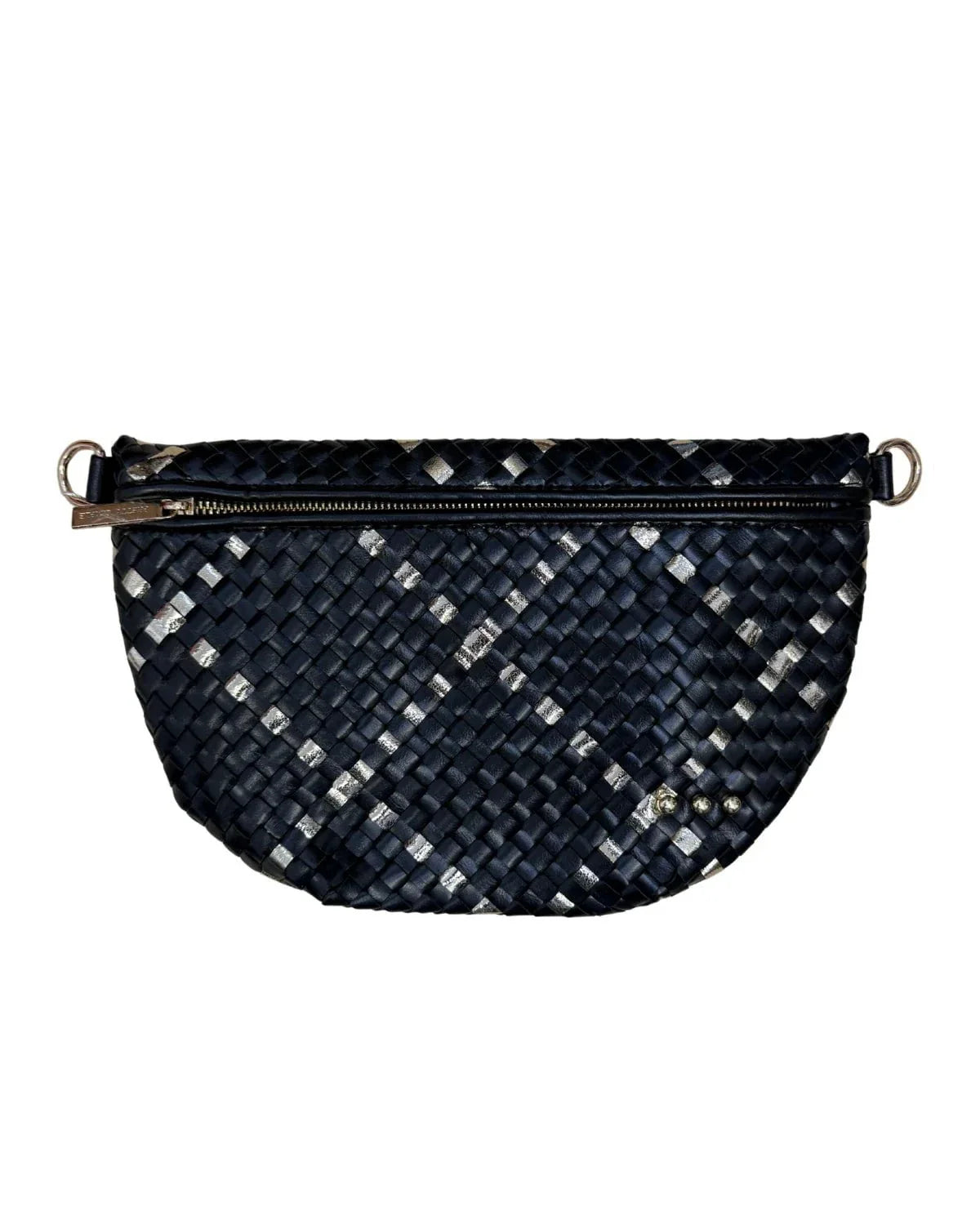 Westlyn Woven Bum Bag- Black Gold Metallic Diamond