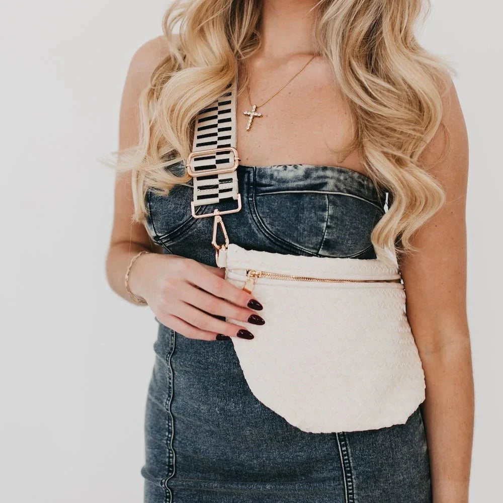 Eccentrics Boutique Handbag Westlyn Woven Bum Bag in Cream