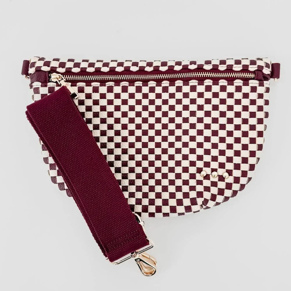 Eccentrics Boutique Handbag Woven Westlyn Bum Bag in Burgundy