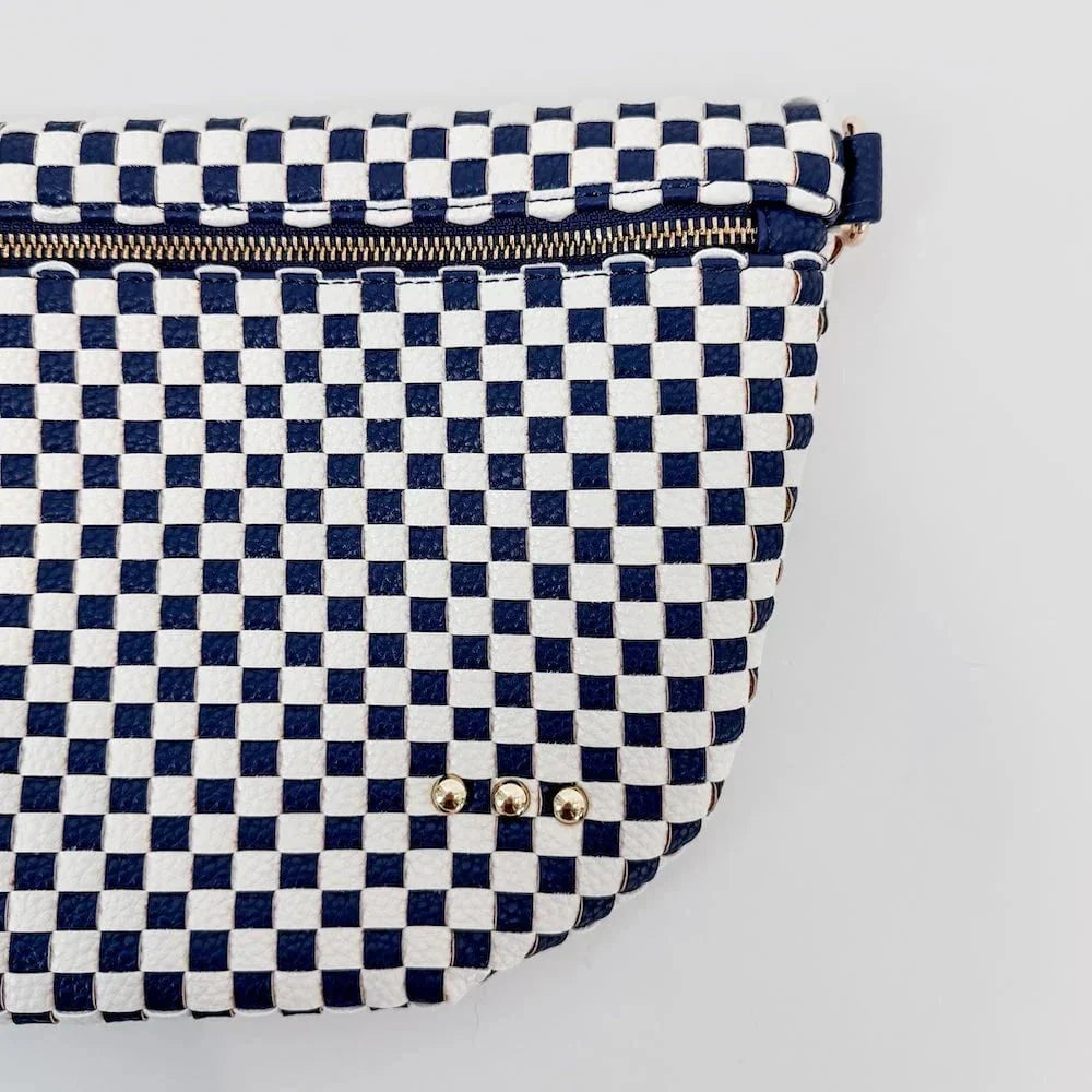 Eccentrics Boutique Handbag Woven Westlyn Bum Bag in Navy