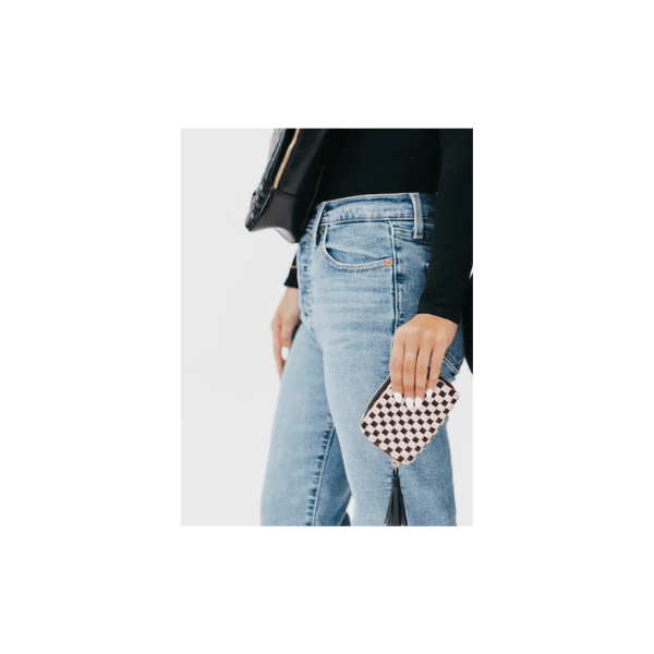 Wynona Woven Wallet--Checkered Black