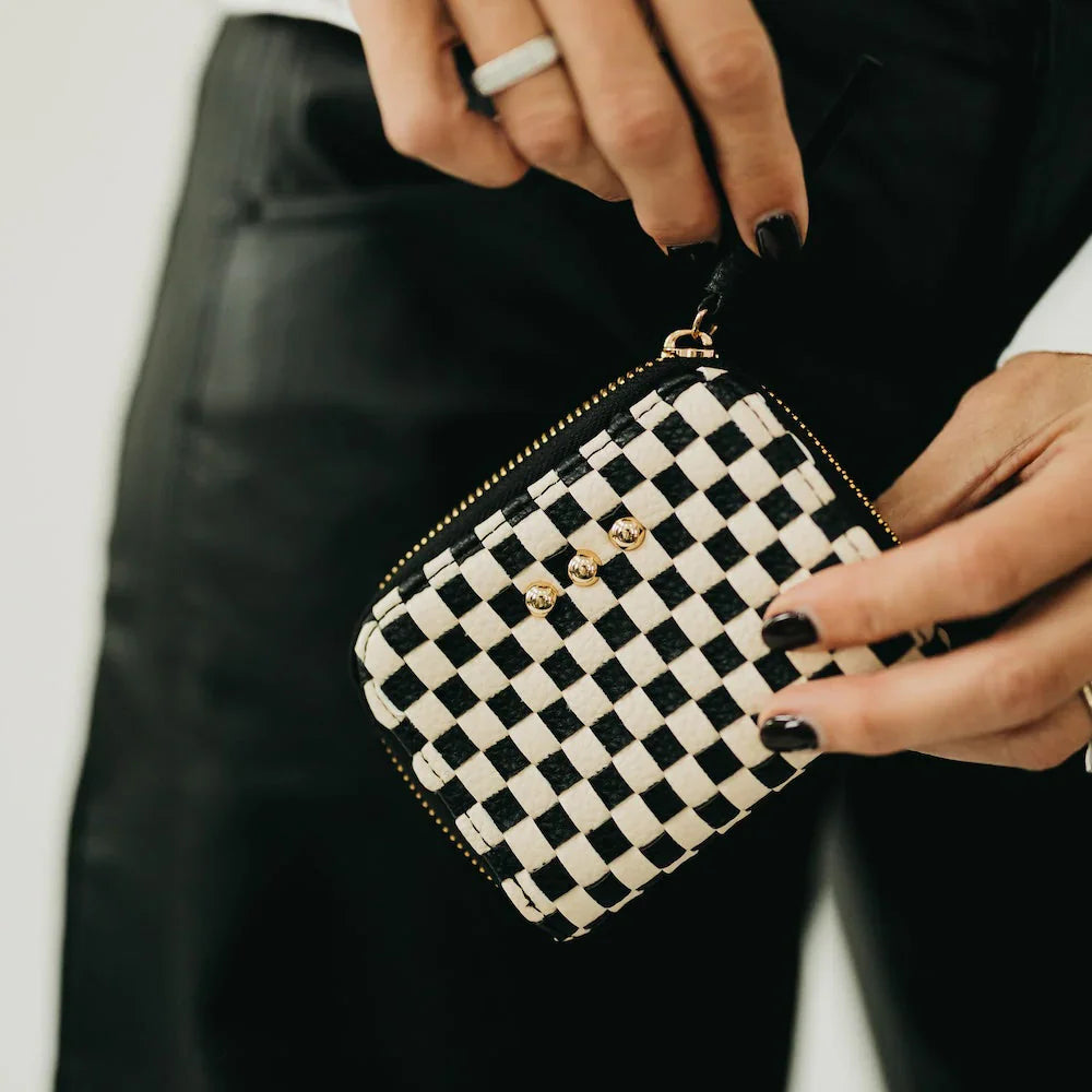 Eccentrics Boutique Handbag Wynona Woven Wallet--Checkered Black Checkered