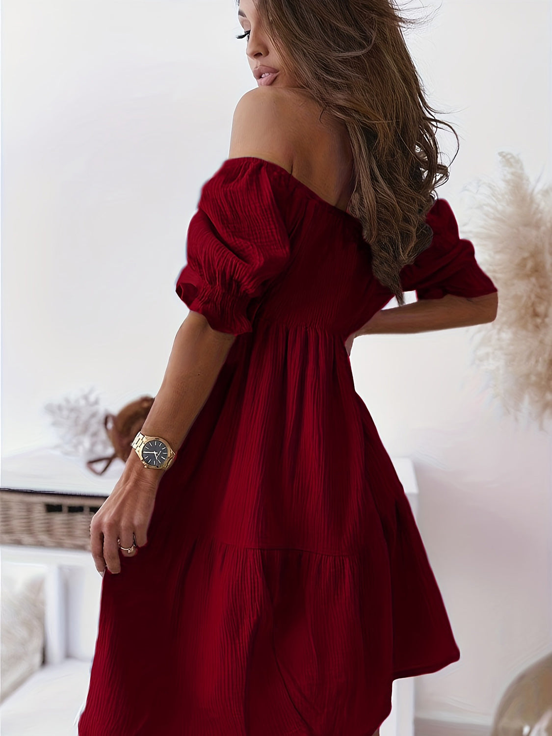 Ruched and Ruffled Dress in Maroon – Your New Favorite Showstopper