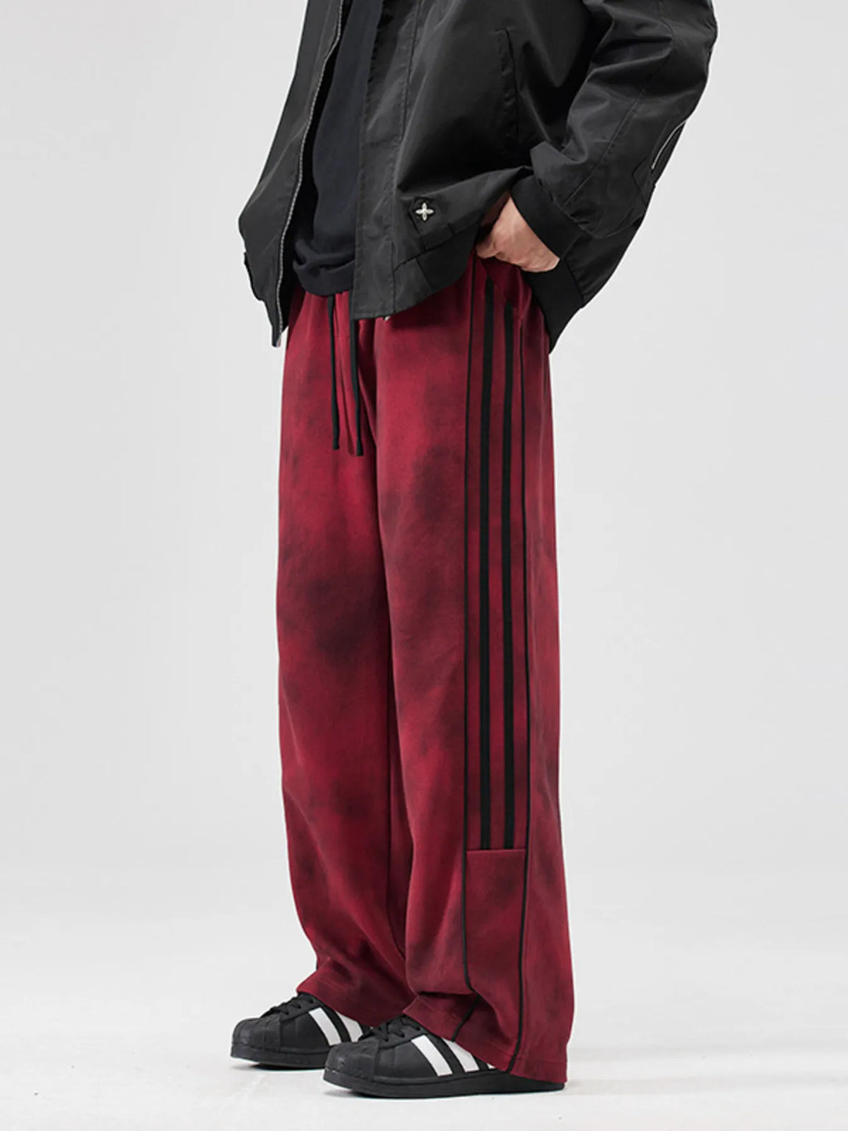 Men's Plus Size Drawstring Striped Loose Fit Pants