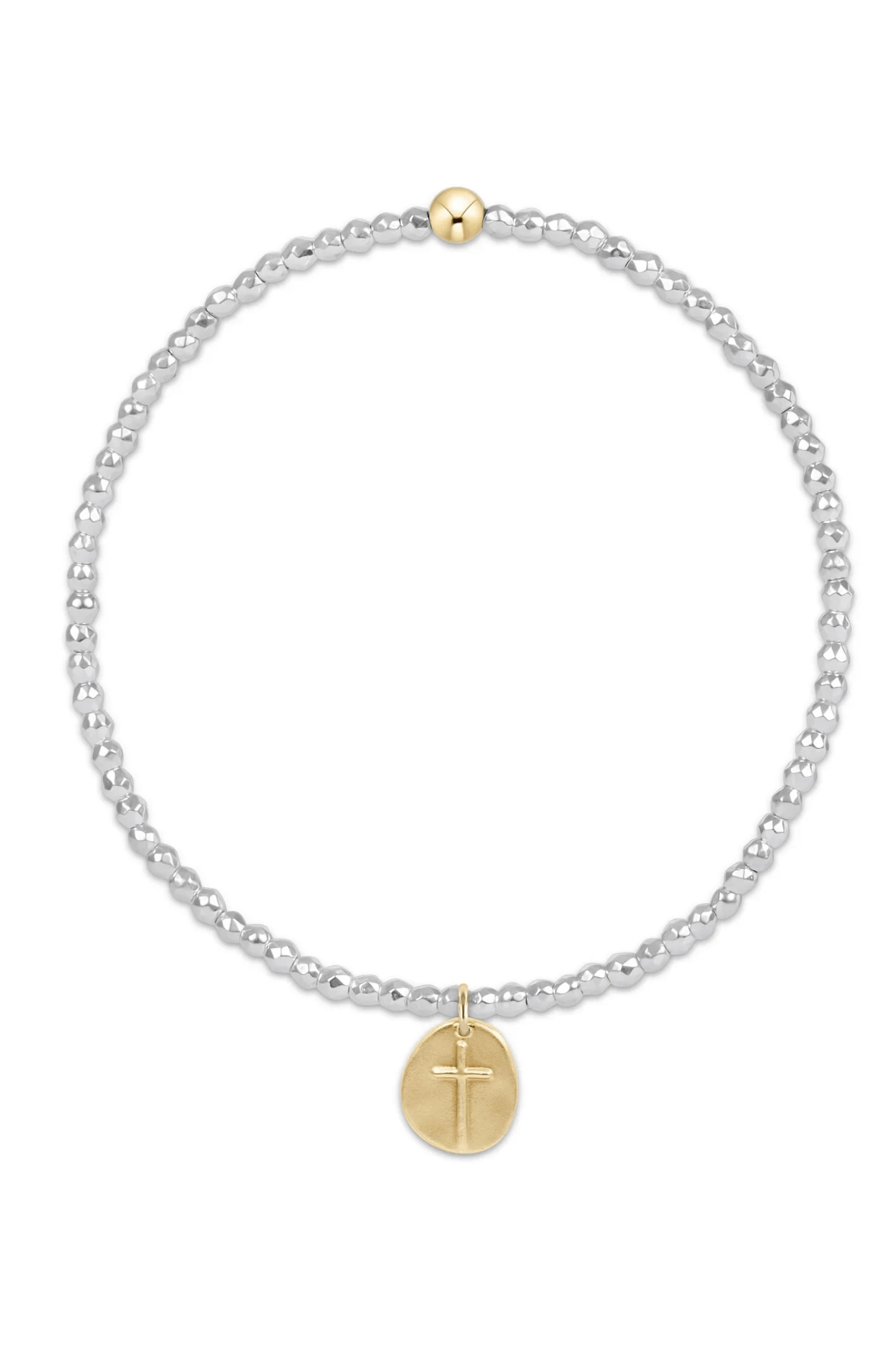 Enewton Jewelry Enewton Bright Silver Faceted Hematite 2mm Bead Bracelet- Inspire Small Gold Charm