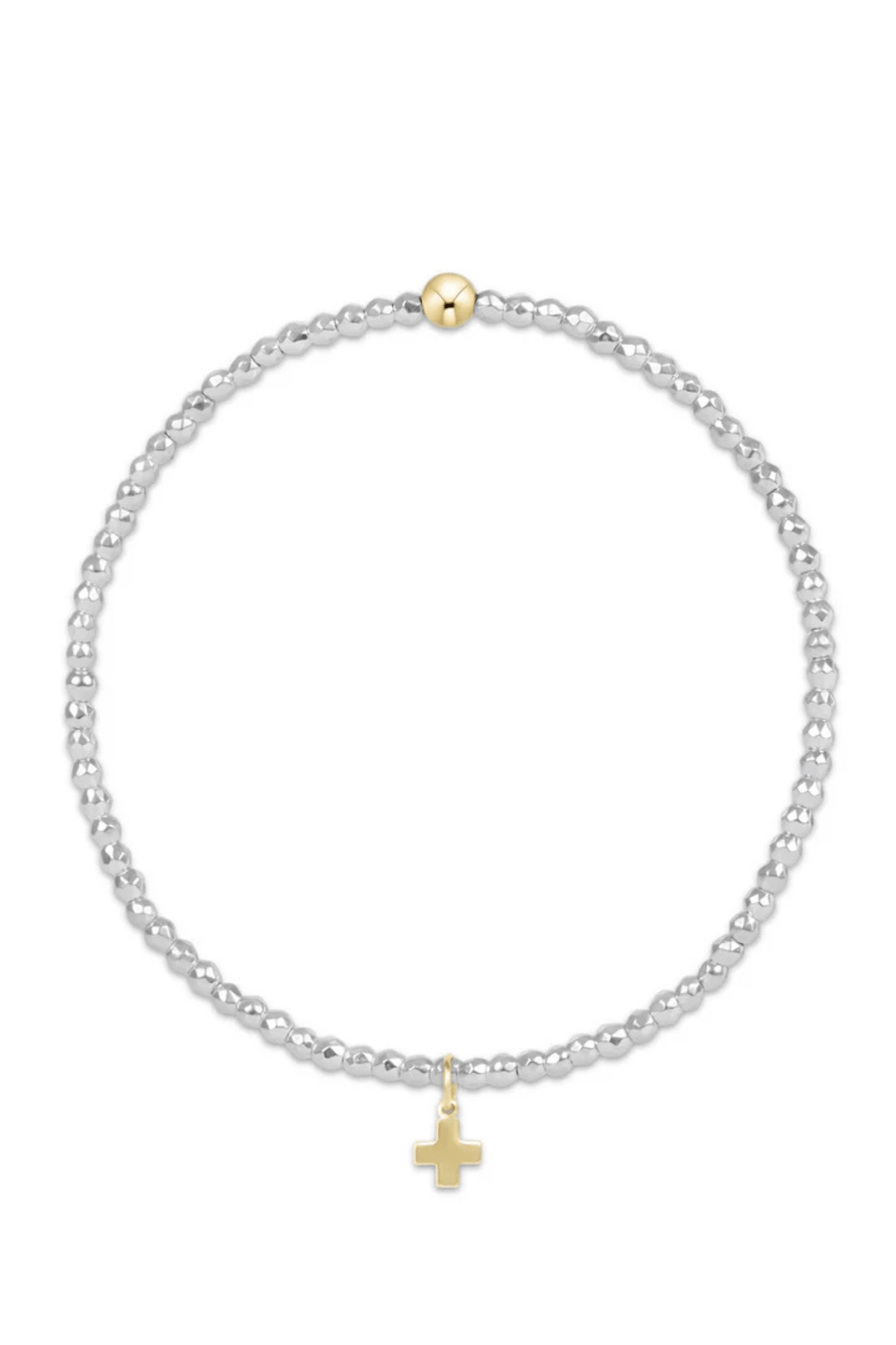 Enewton Jewelry Enewton Bright Silver Faceted Hematite 2mm Bead Bracelet- Signature Cross Gold Charm