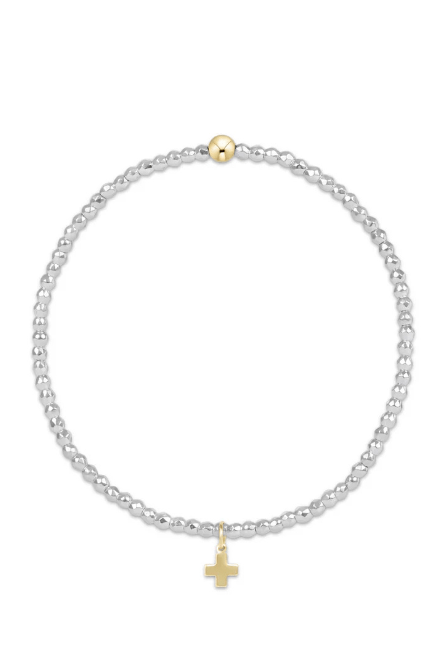 Enewton Jewelry Enewton Bright Silver Faceted Hematite 2mm Bead Bracelet- Signature Cross Gold Charm