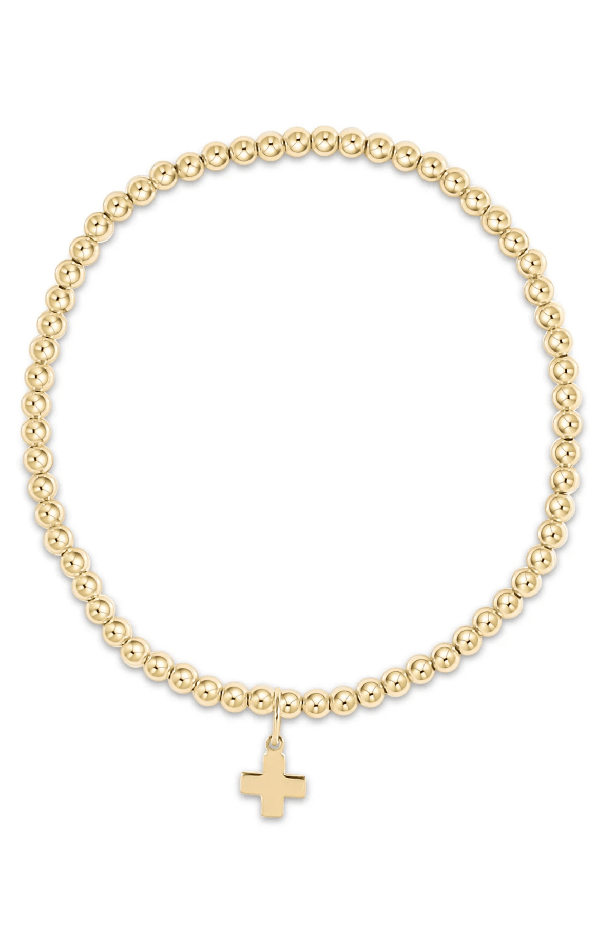 Enewton Jewelry Enewton Extends- Clasic Gold 3mm Bead Bracelet- Signature Cross Gold Charm