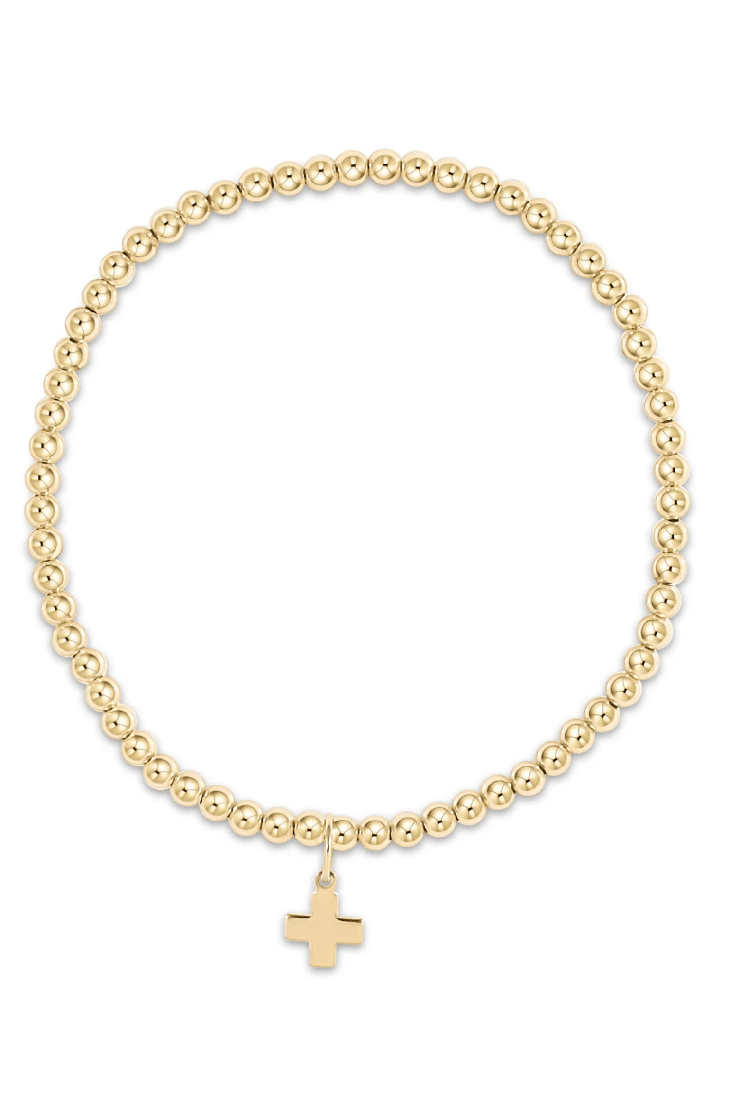 Enewton Jewelry Enewton Extends- Clasic Gold 3mm Bead Bracelet- Signature Cross Gold Charm