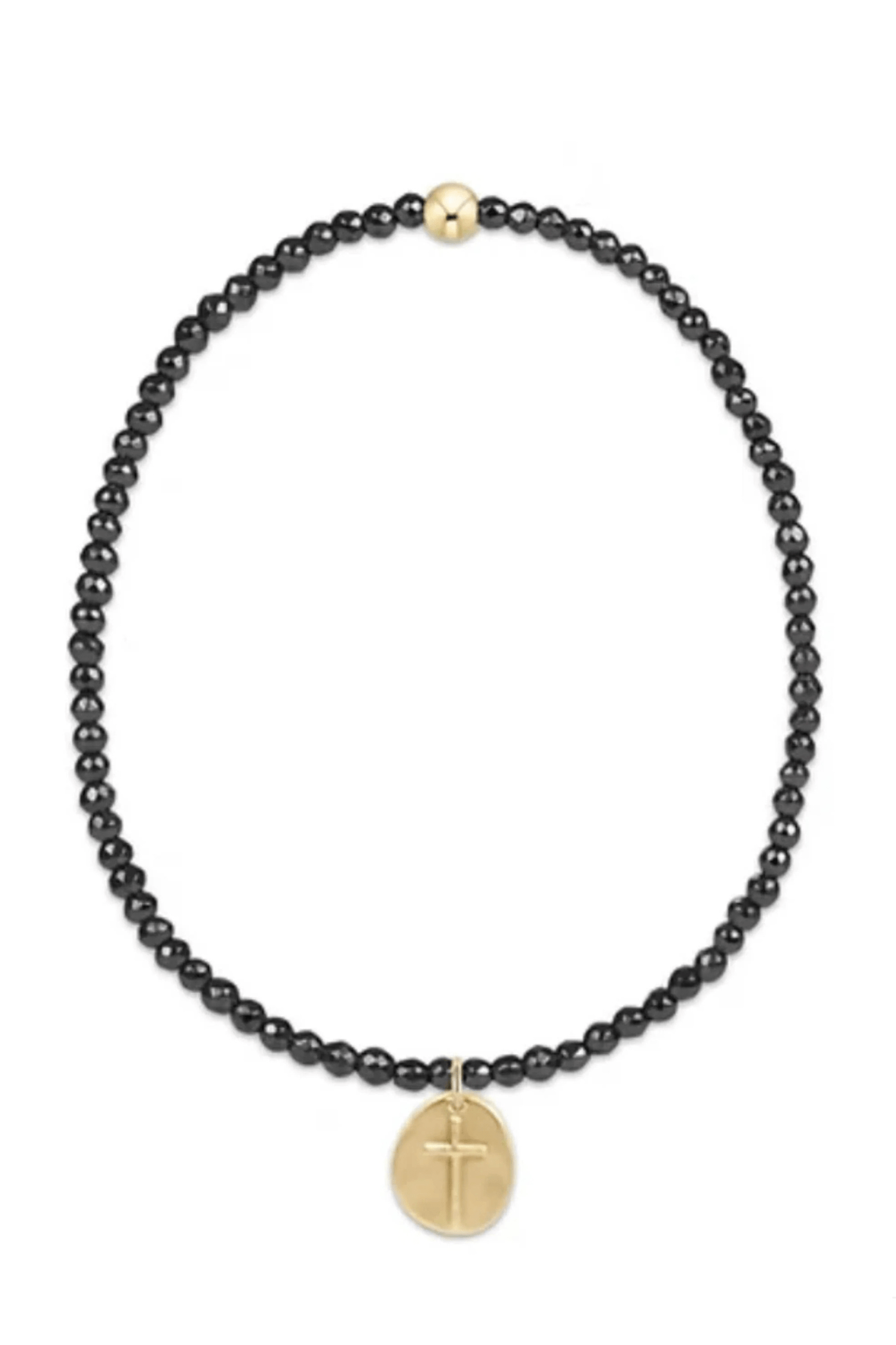 Enewton Jewelry Enewton Faceted Hematite 2mm Bead Bracelet- Inspire Small Gold Charm