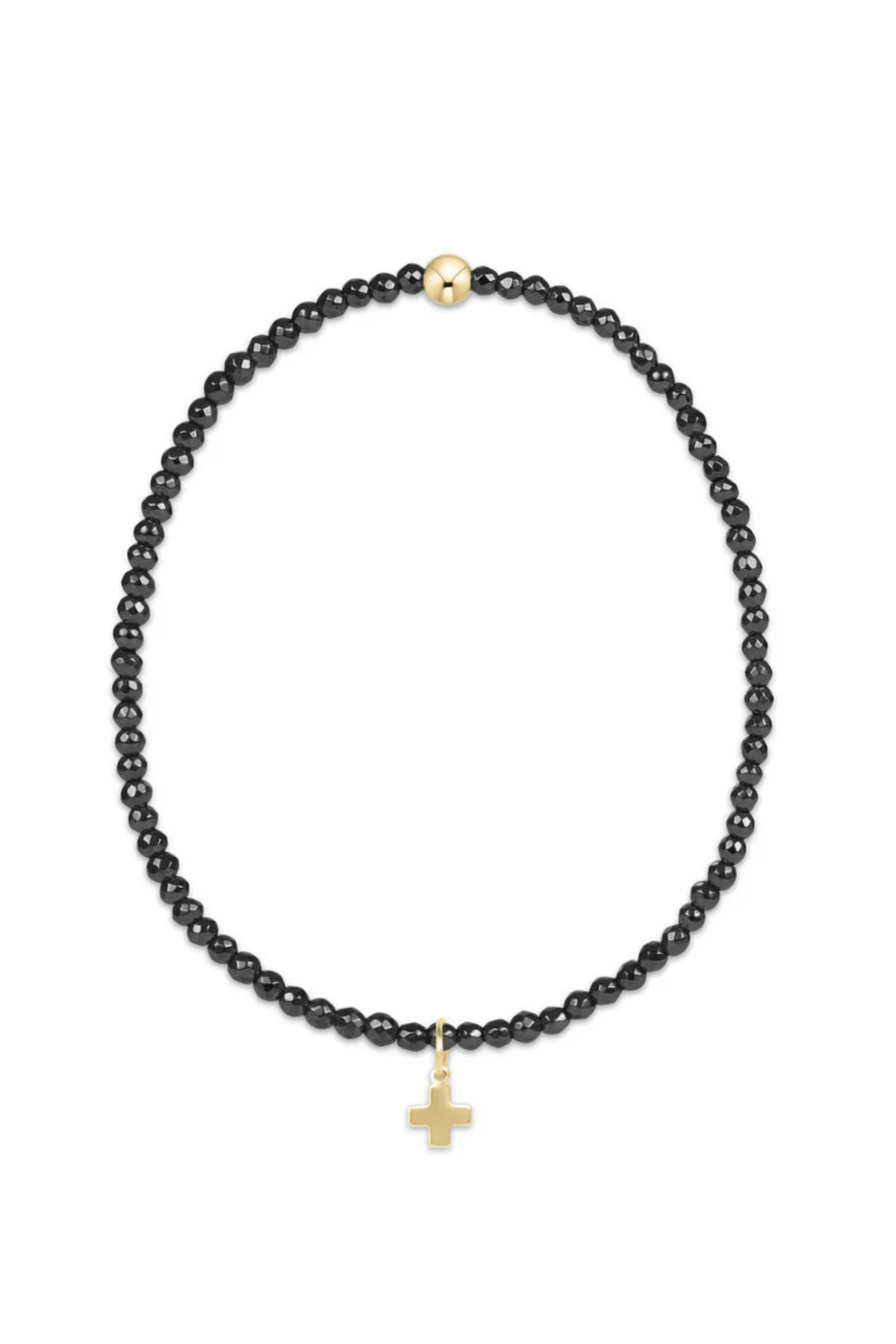 Enewton Jewelry Enewton Faceted Hematite 2mm Bead Bracelet- Signature Cross Gold Charm