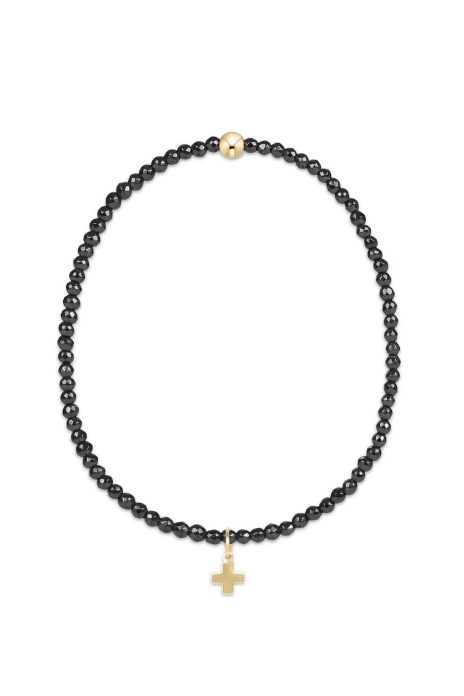 Enewton Jewelry Enewton Faceted Hematite 2mm Bead Bracelet- Signature Cross Gold Charm