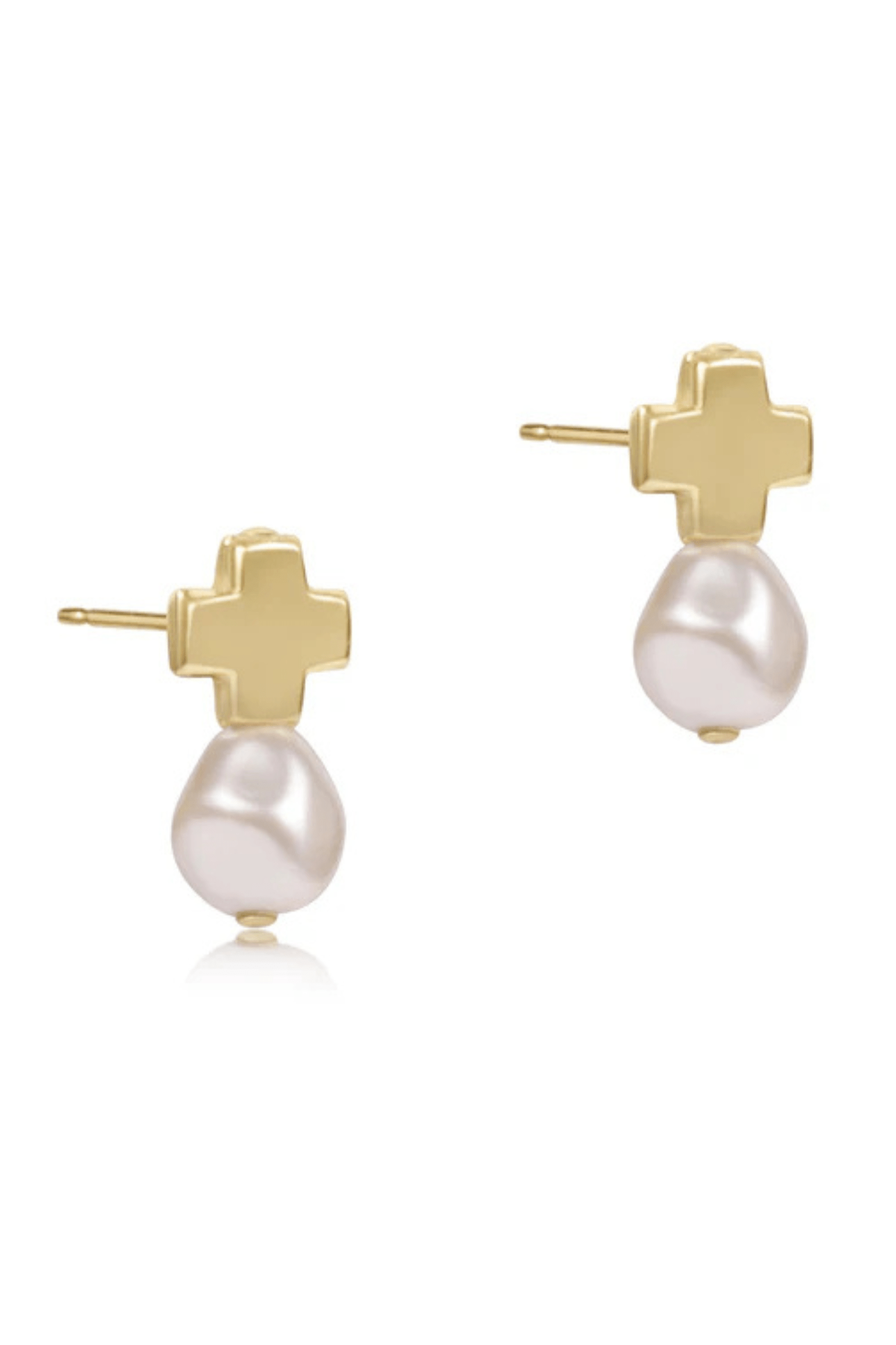Enewton Signature Cross Gold Stud-- Pearl