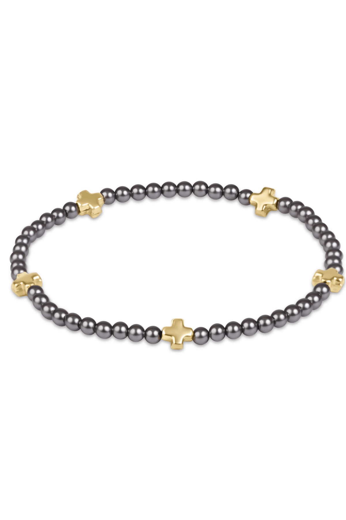 Enewton Signature Cross Small 3mm Pearl Bracelet-- Dark Grey