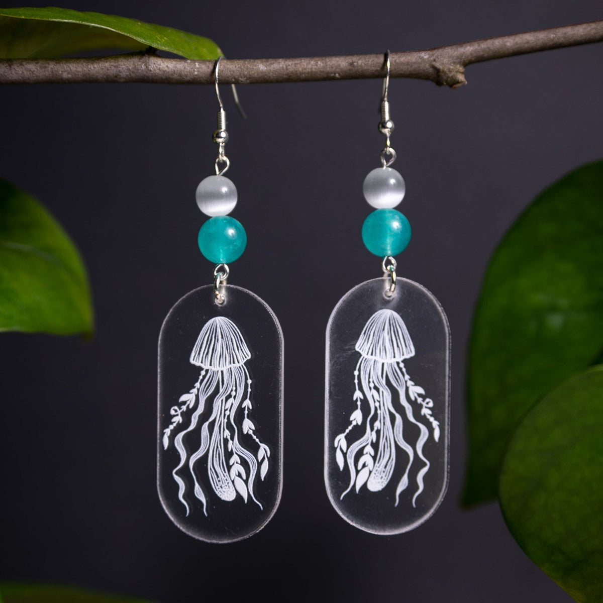 Crystal Clear Acrylic Earrings - Jellyfish