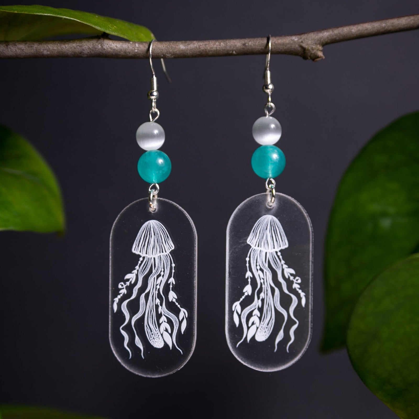 Crystal Clear Acrylic Earrings - Jellyfish