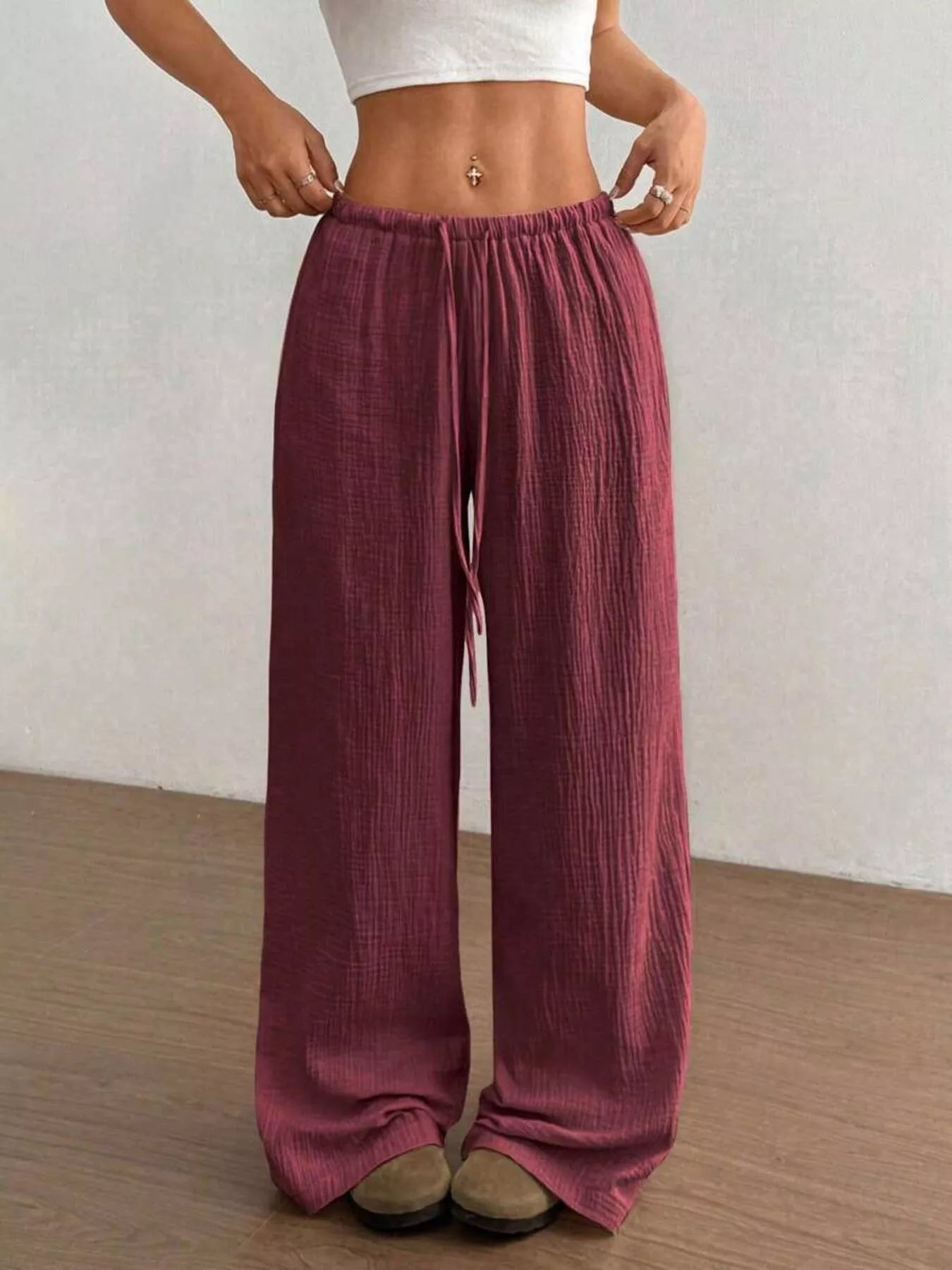 Drawstring Wide Leg Pants