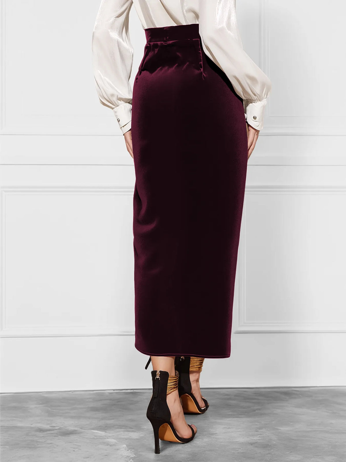 Side Tied Velvet Skirt