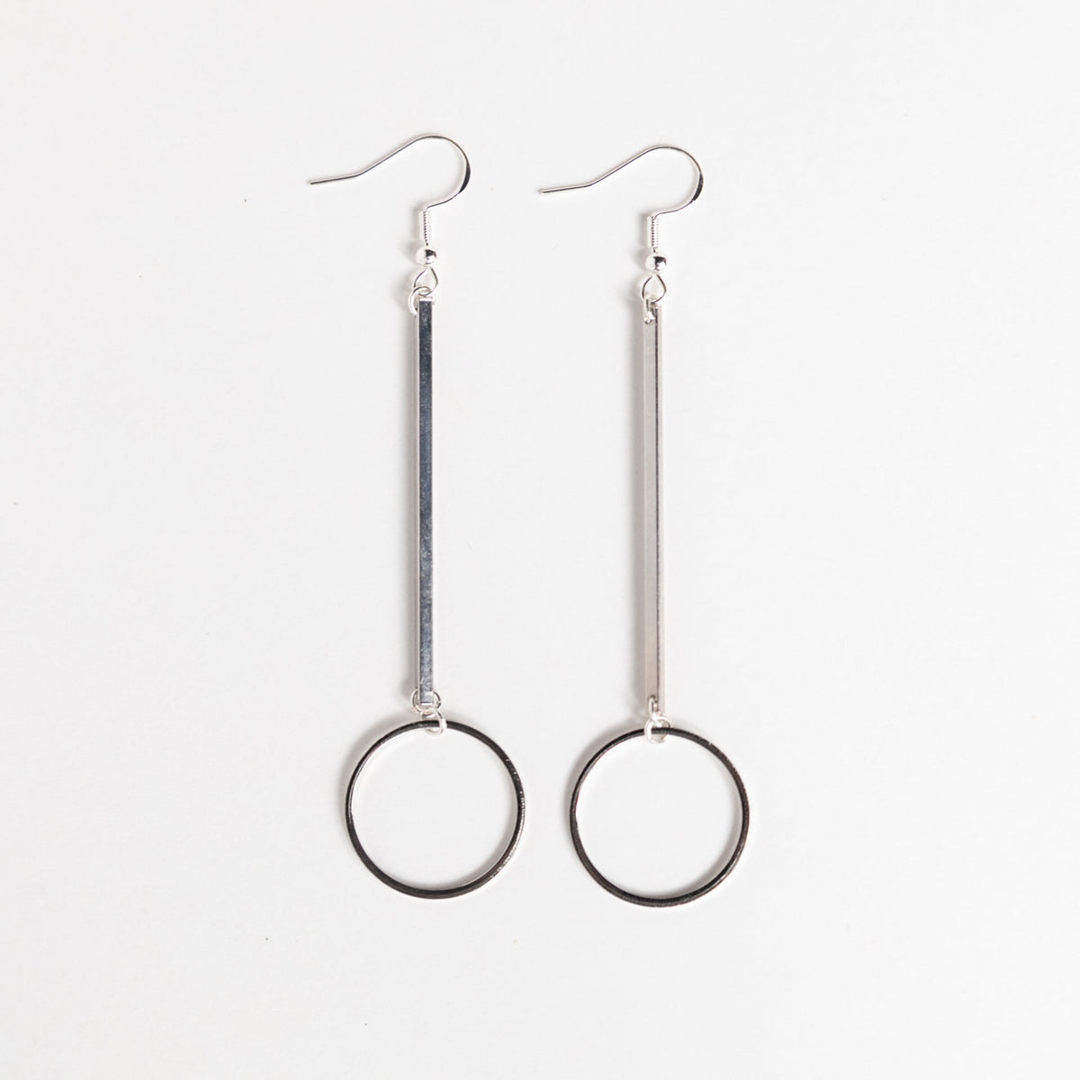 Fine Lines Silver Geometric Dangles