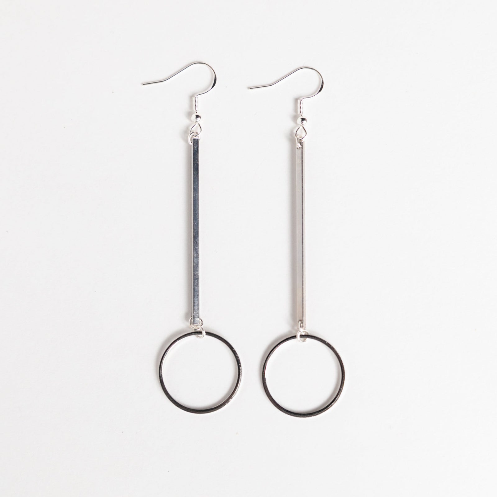Fine Lines Silver Geometric Dangles