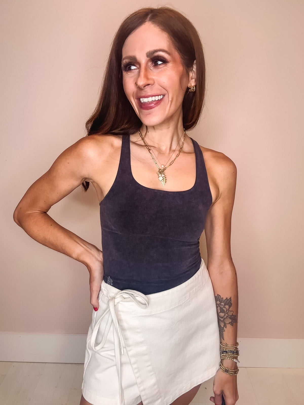 Free People Tank Free People Go To Smooth Square Neck Cami-- Washed Black
