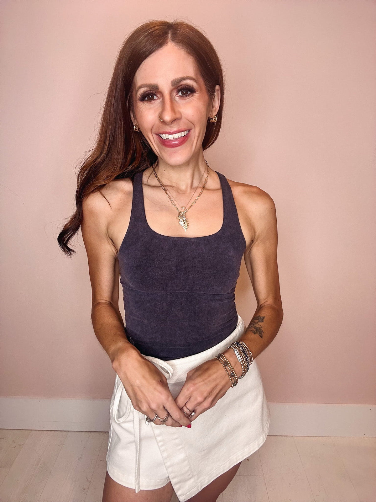 Free People Tank Free People Go To Smooth Square Neck Cami-- Washed Black