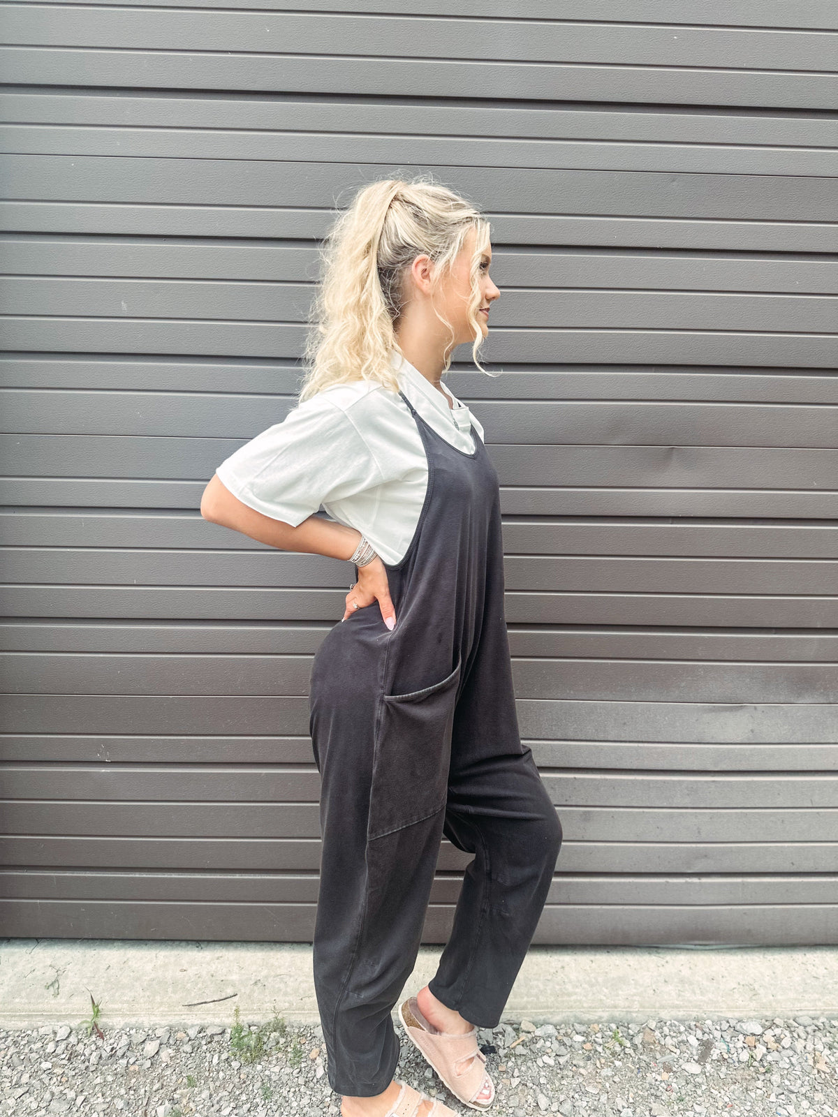 Free People Jumpsuit Free People Hot Shot Onesie-- Washed Black