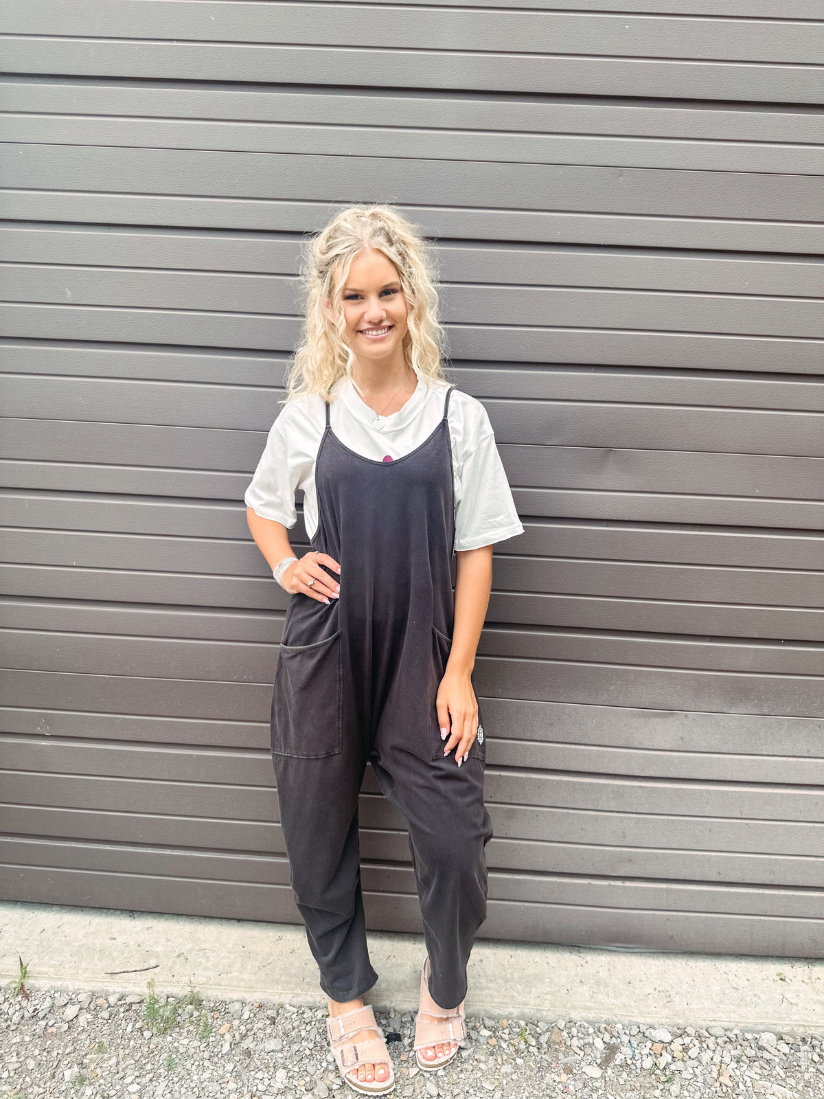 Free People Jumpsuit Free People Hot Shot Onesie-- Washed Black