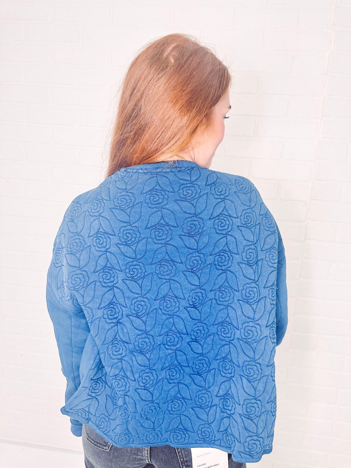 Free People Jacket Free People Rose Zip- Up Sweatshirt in Indigo