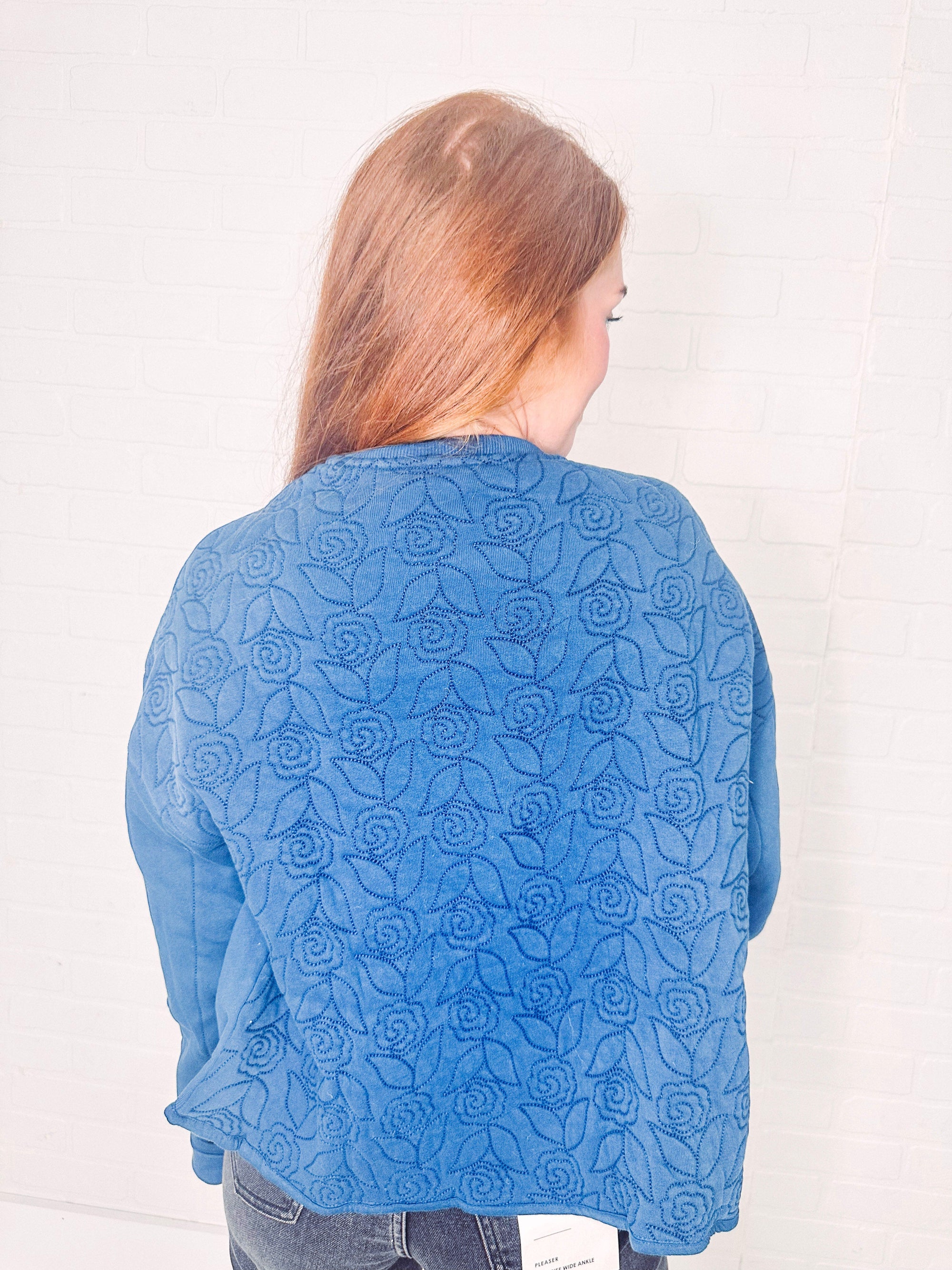 Free People Jacket Free People Rose Zip- Up Sweatshirt in Indigo