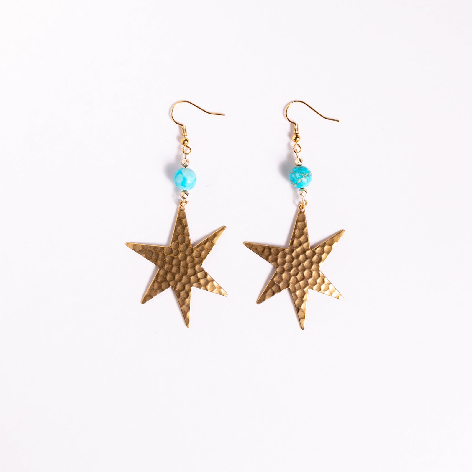 Hammered Brass Shooting Star Earrings